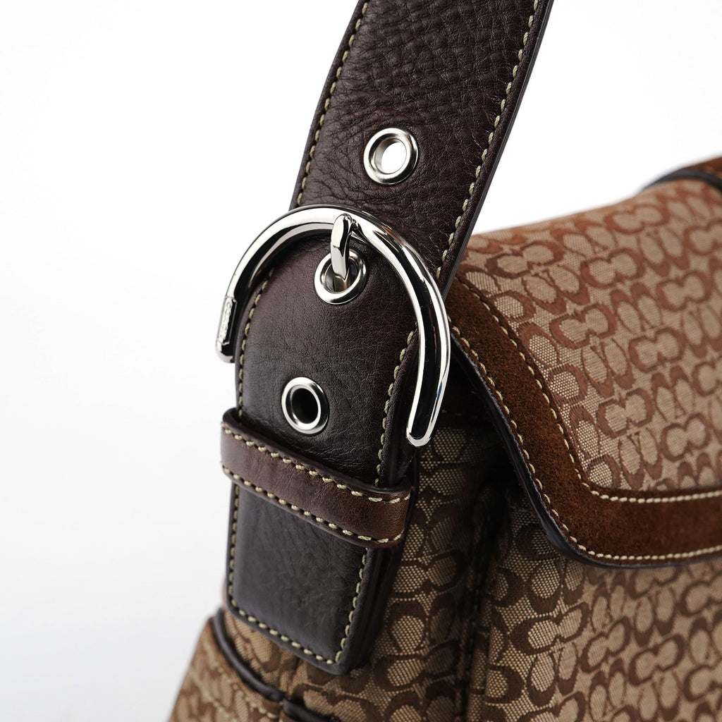 1463 Beige Suede Signature C Soho Shoulder Bag