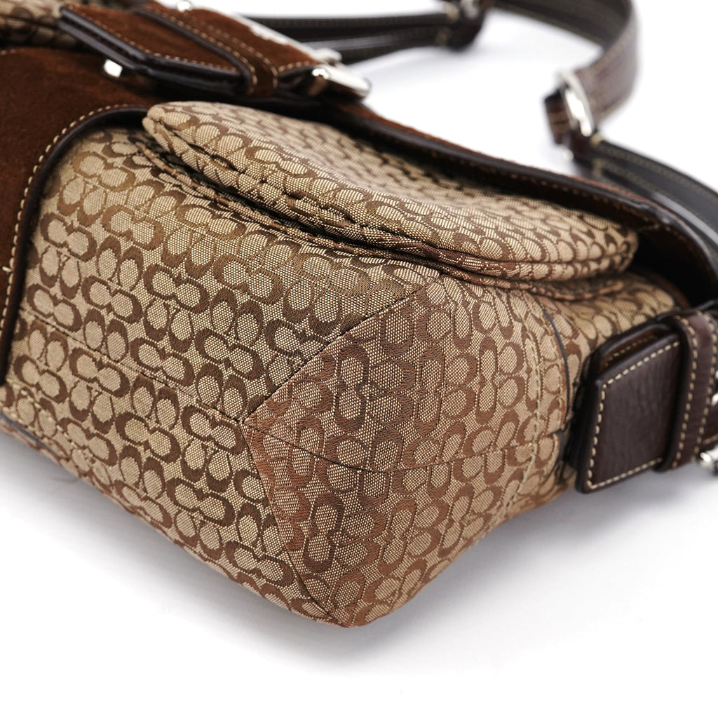 1463 Beige Suede Signature C Soho Shoulder Bag
