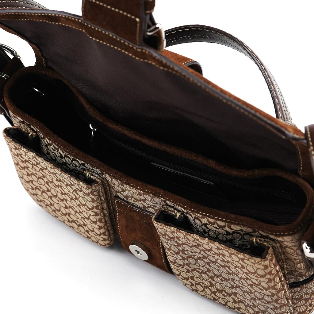 1463 Beige Suede Signature C Soho Shoulder Bag