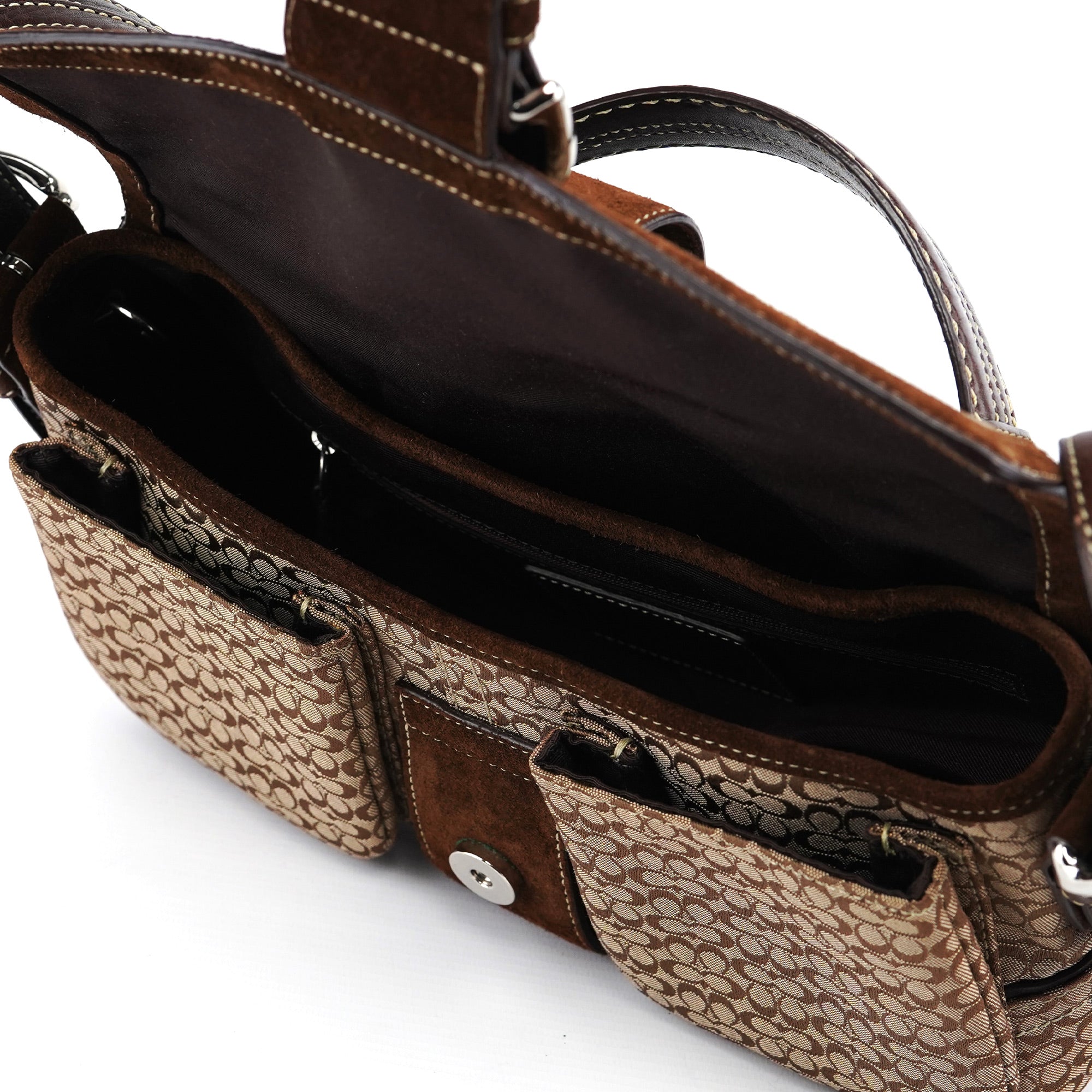 1463 Beige Suede Signature C Soho Shoulder Bag