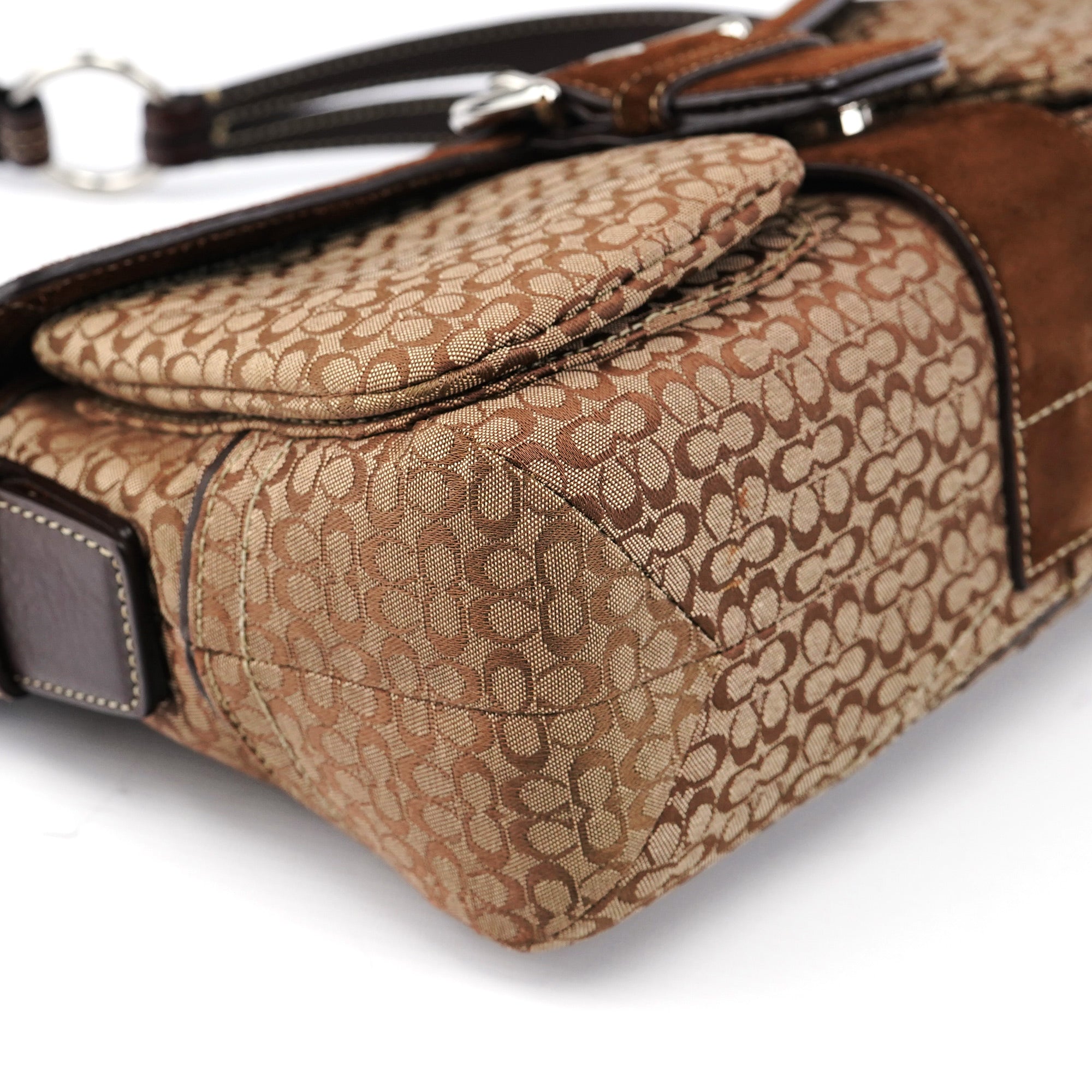 1463 Beige Suede Signature C Soho Shoulder Bag
