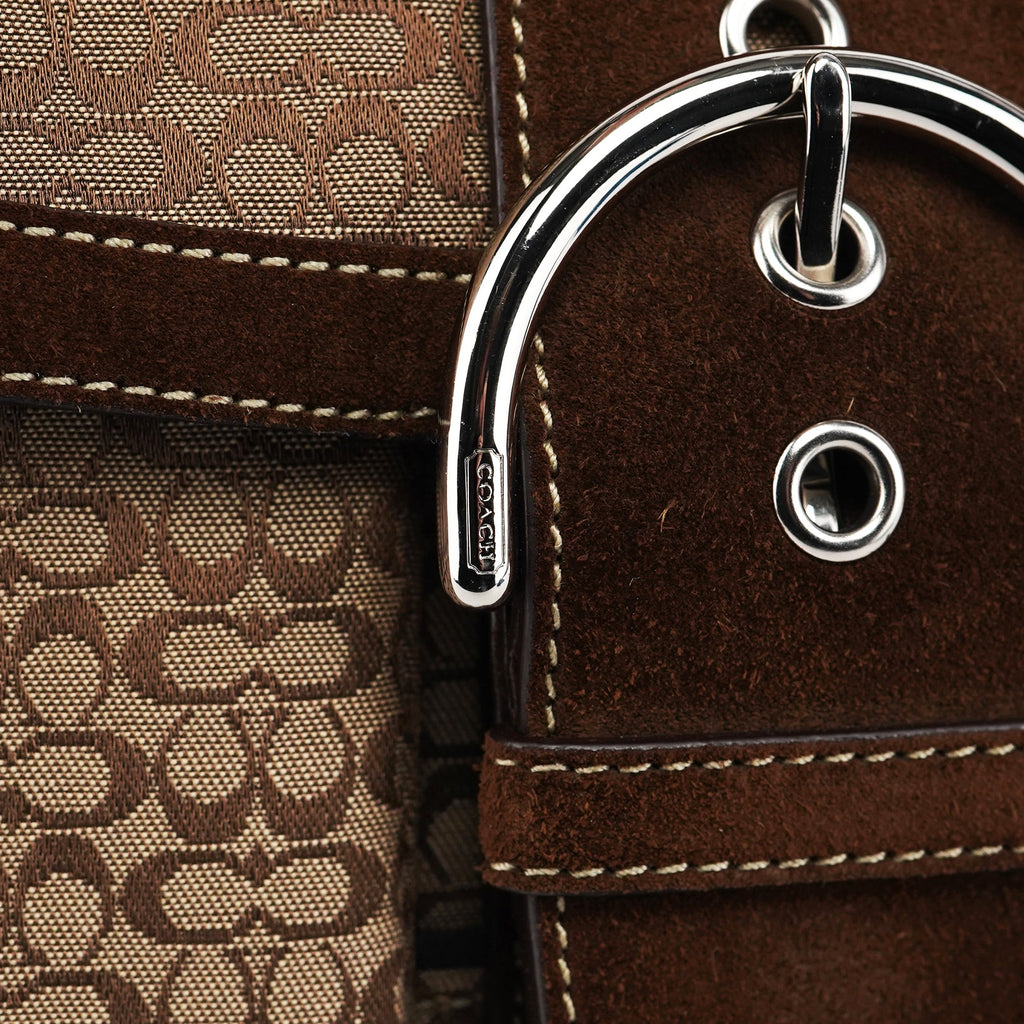 1463 Beige Suede Signature C Soho Shoulder Bag