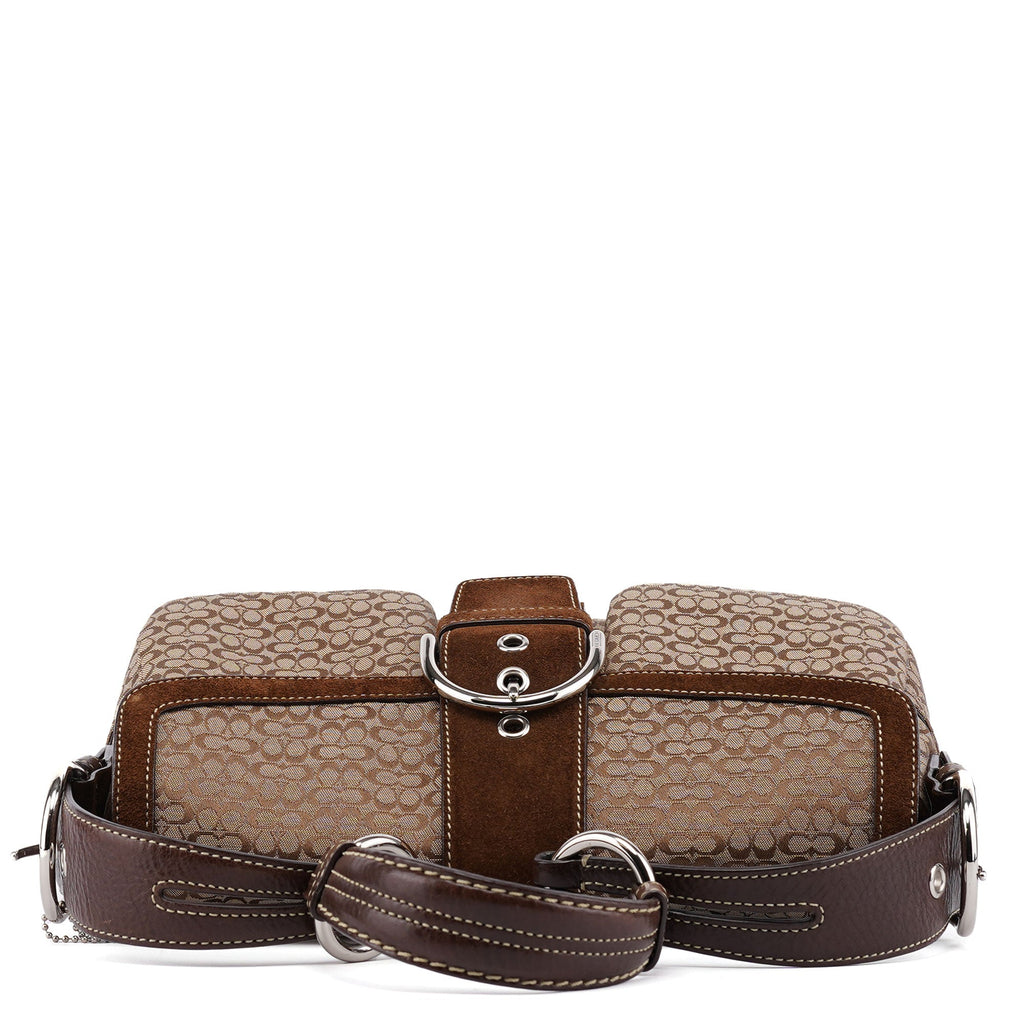 1463 Beige Suede Signature C Soho Shoulder Bag