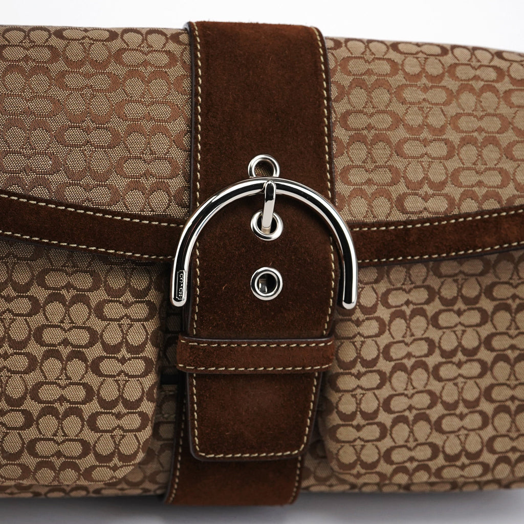 1463 Beige Suede Signature C Soho Shoulder Bag