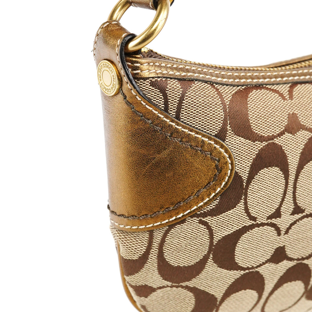 1480 Beige Gold Signature Canvas Shoulder Bag