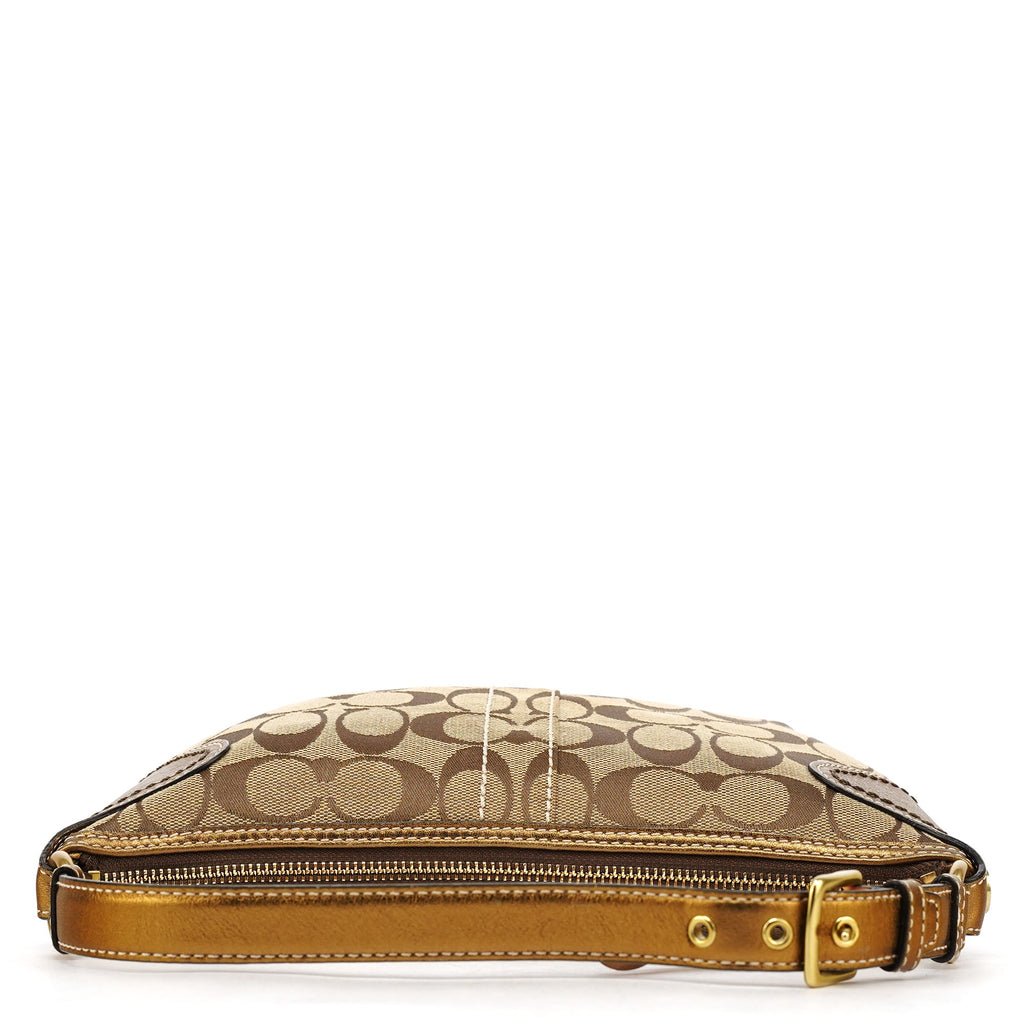 1480 Beige Gold Signature Canvas Shoulder Bag