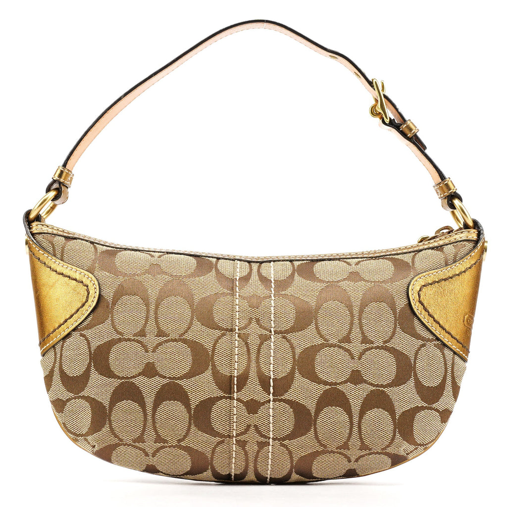 1480 Beige Gold Signature Canvas Shoulder Bag