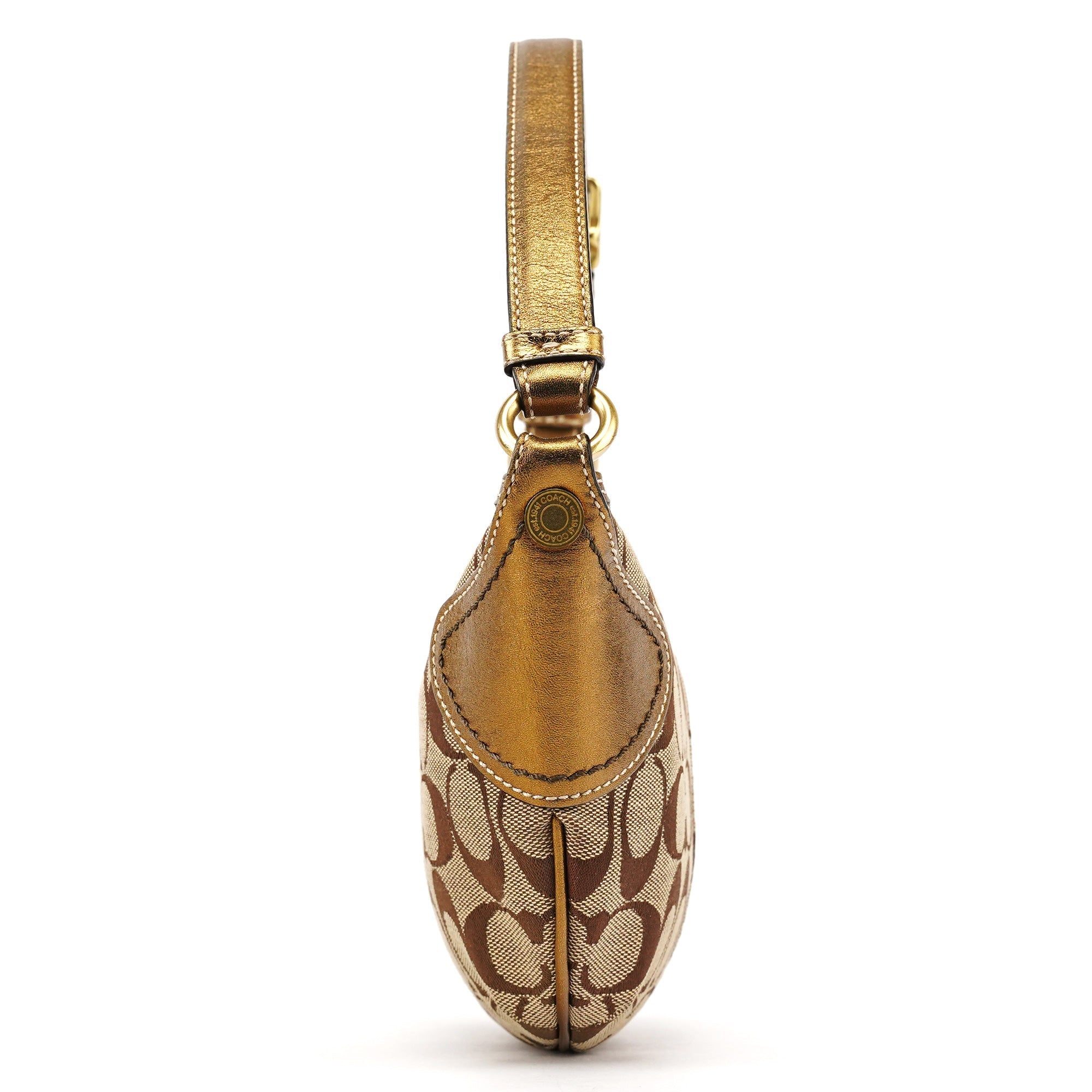 1480 Beige Gold Signature Canvas Shoulder Bag