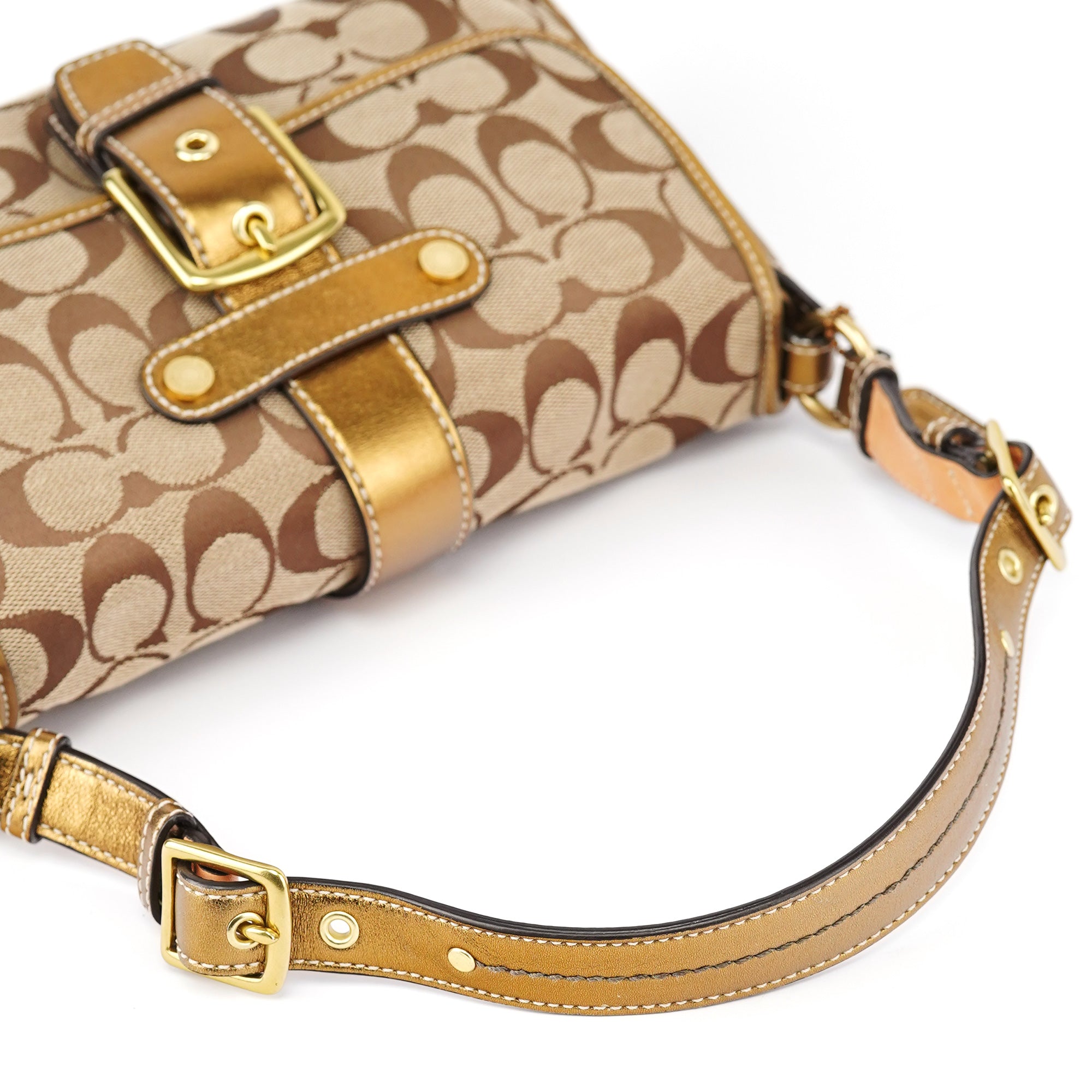 1482 Beige Gold Leather Soho Shoulder Bag
