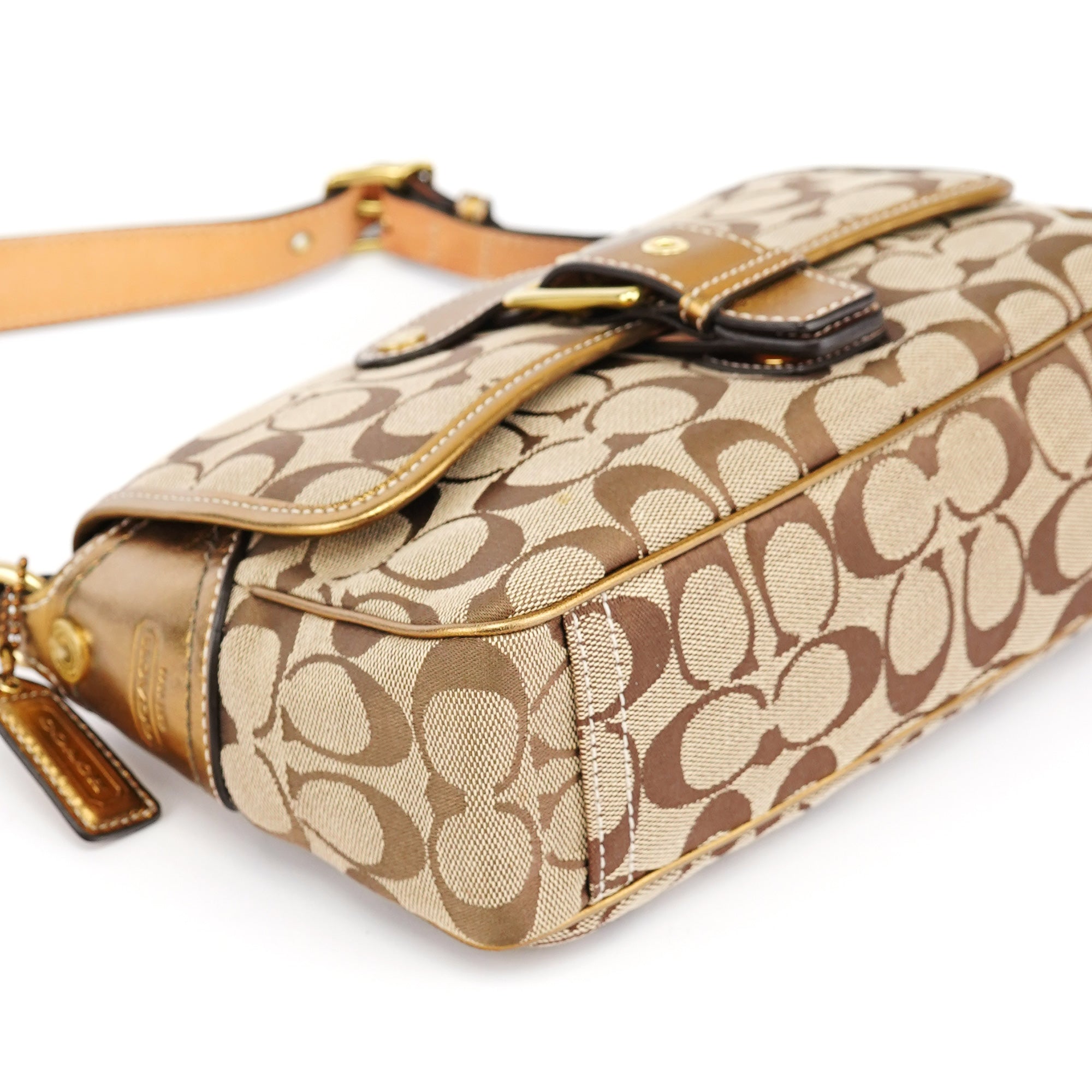 1482 Beige Gold Leather Soho Shoulder Bag
