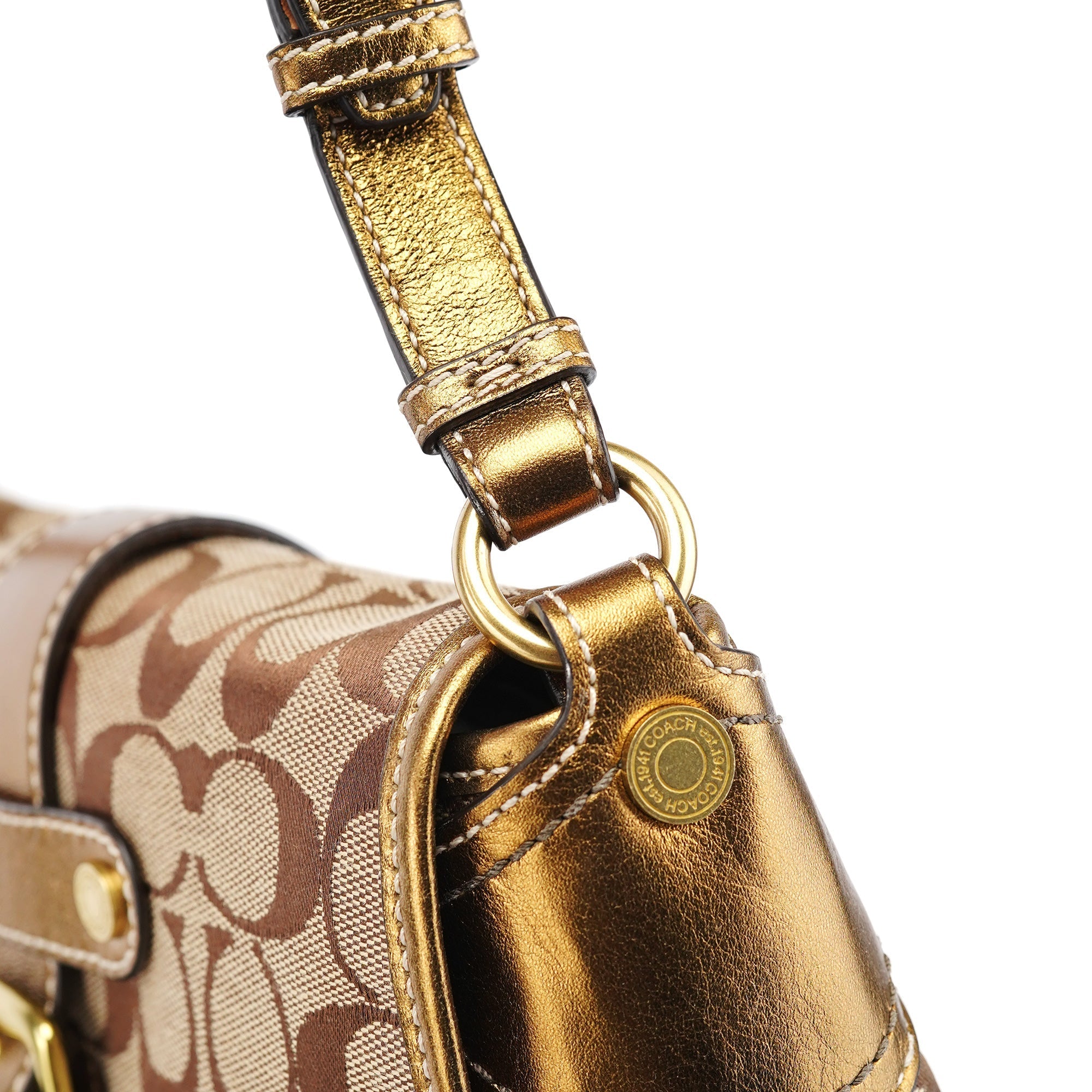 1482 Beige Gold Leather Soho Shoulder Bag