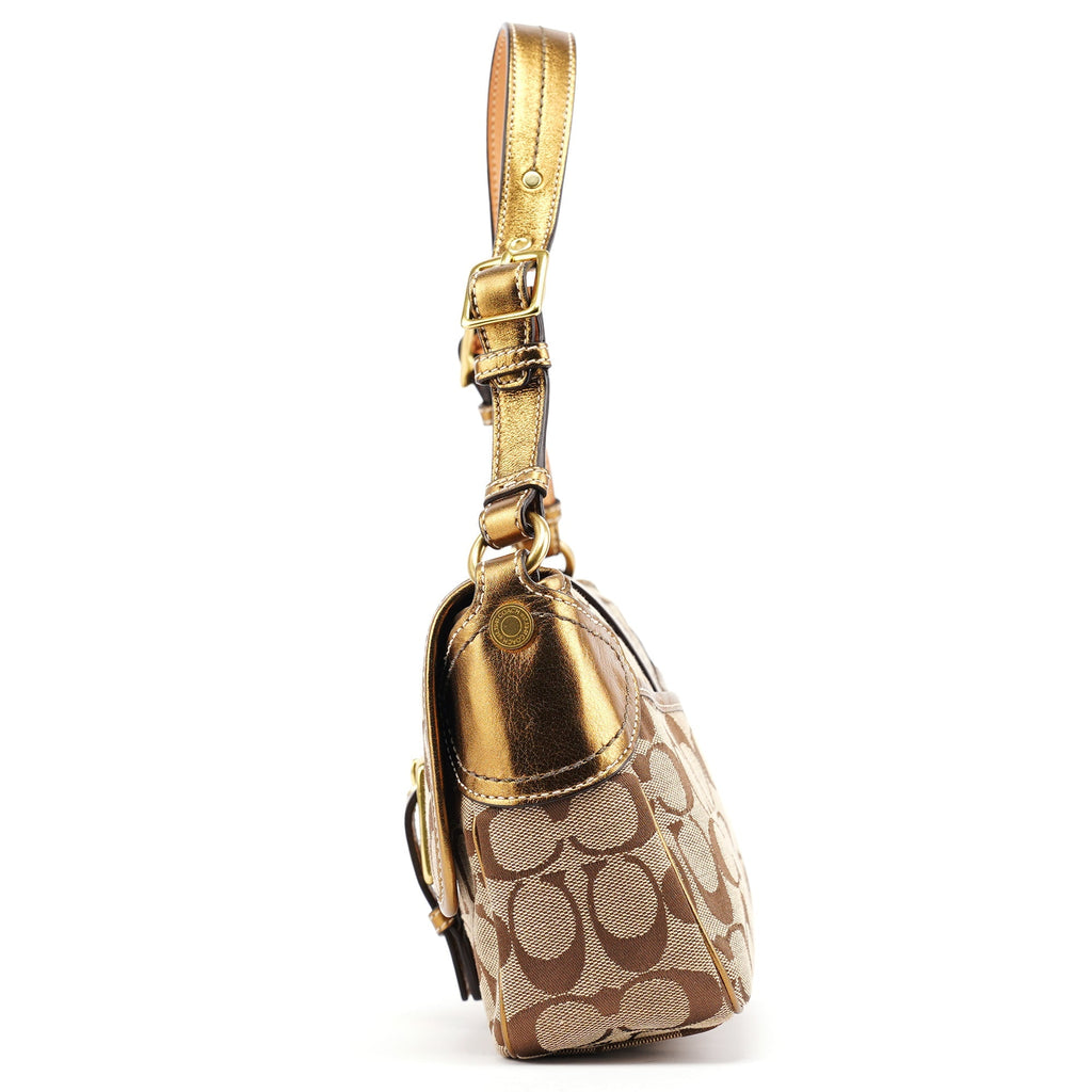 1482 Beige Gold Leather Soho Shoulder Bag