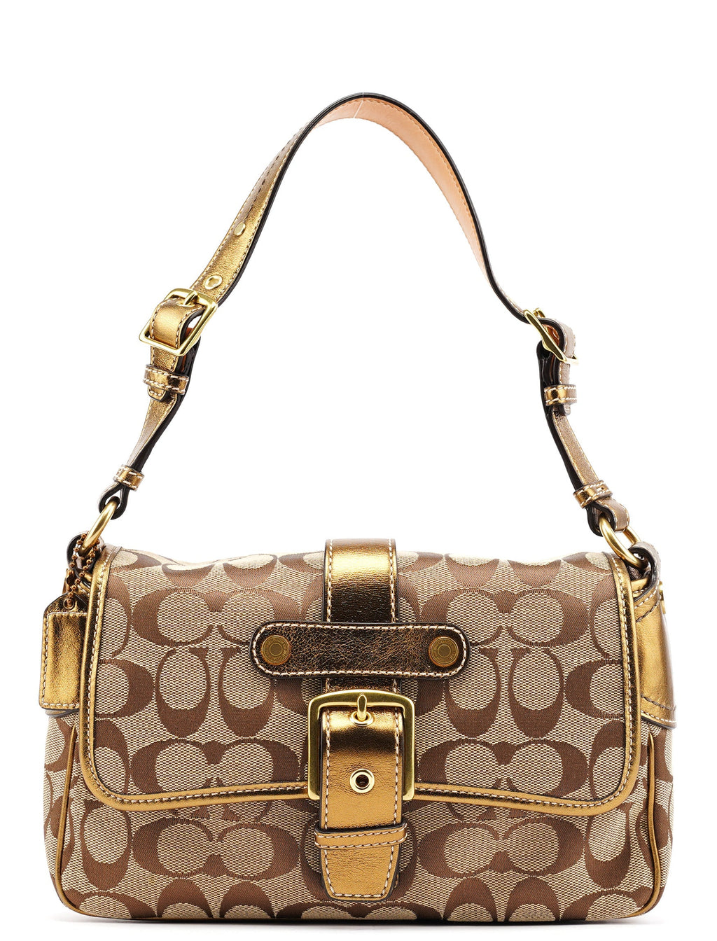 1482 Beige Gold Leather Soho Shoulder Bag