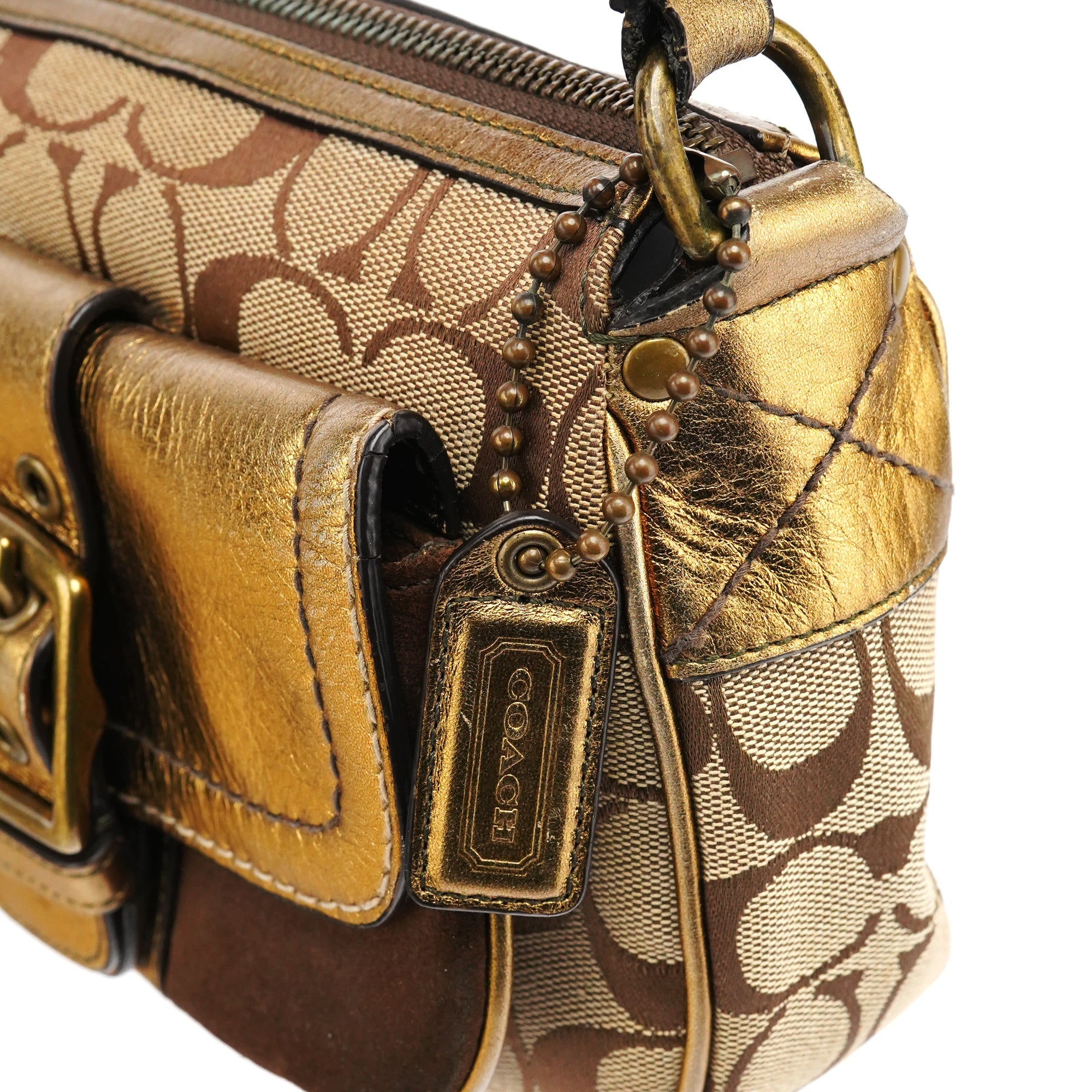1495 Beige Brown Signature Legacy Shoulder Bag
