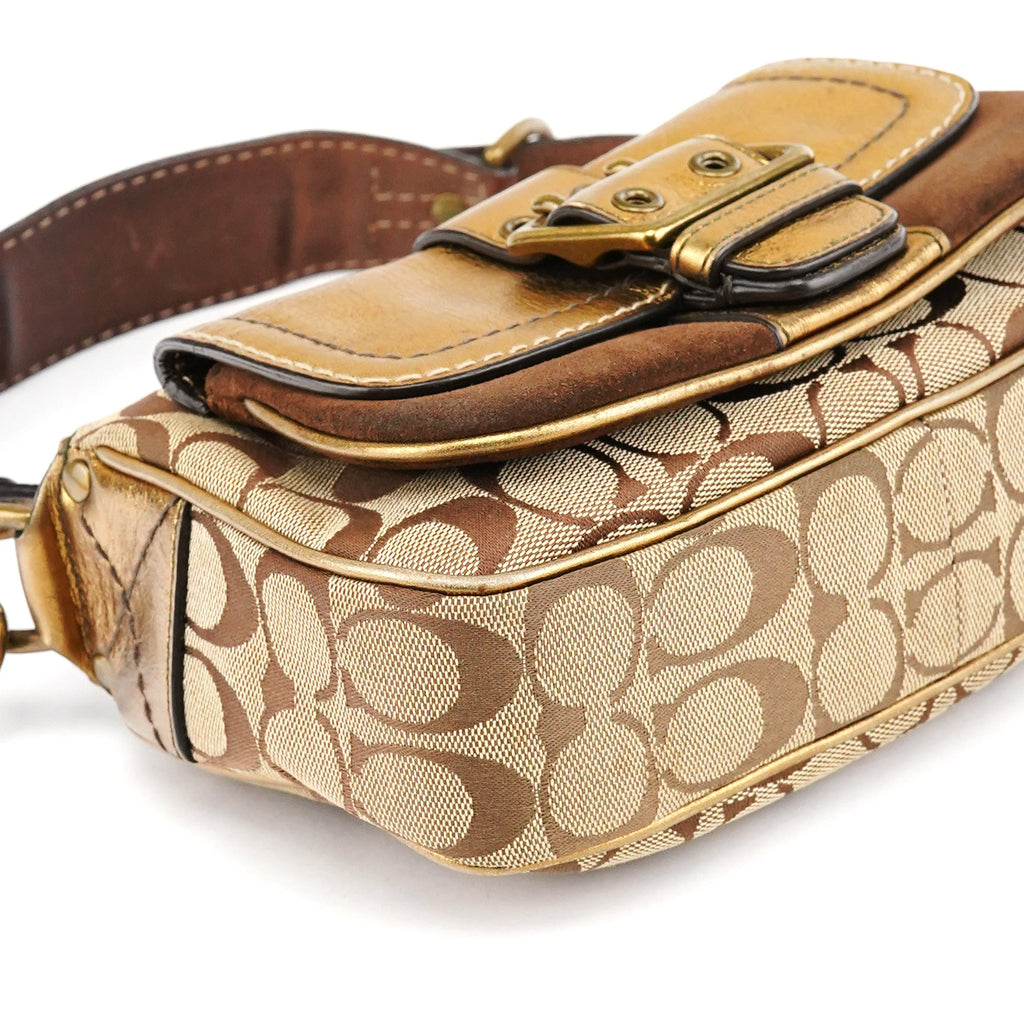 1495 Beige Brown Signature Legacy Shoulder Bag