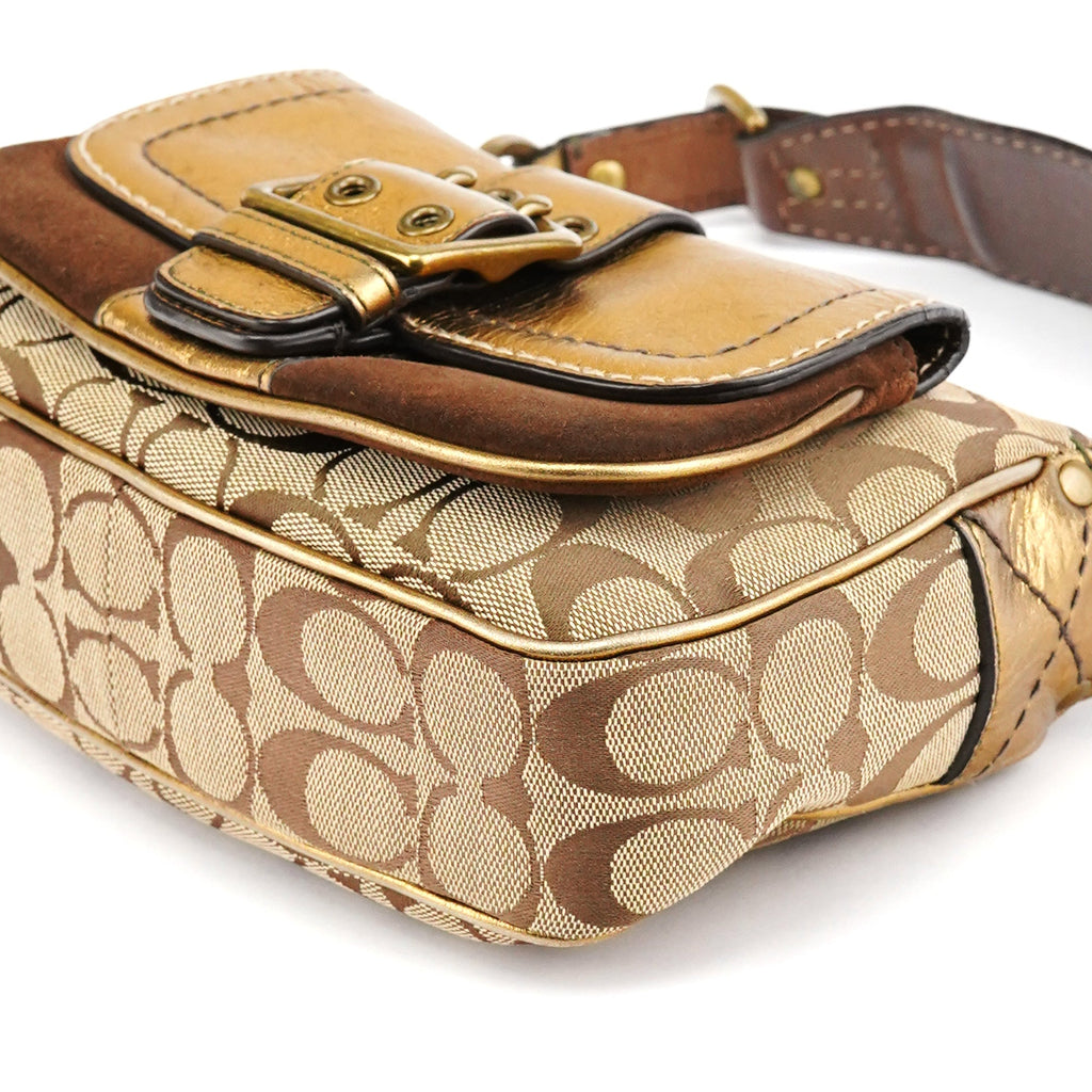 1495 Beige Brown Signature Legacy Shoulder Bag