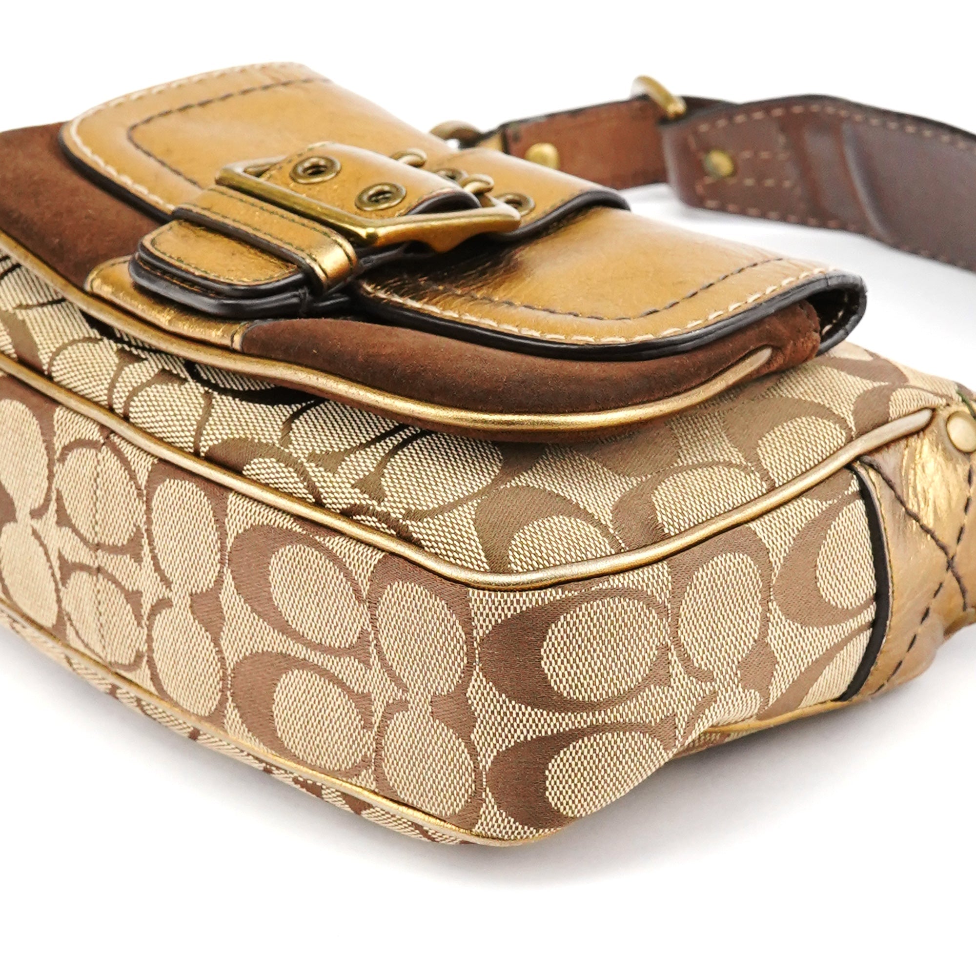 1495 Beige Brown Signature Legacy Shoulder Bag