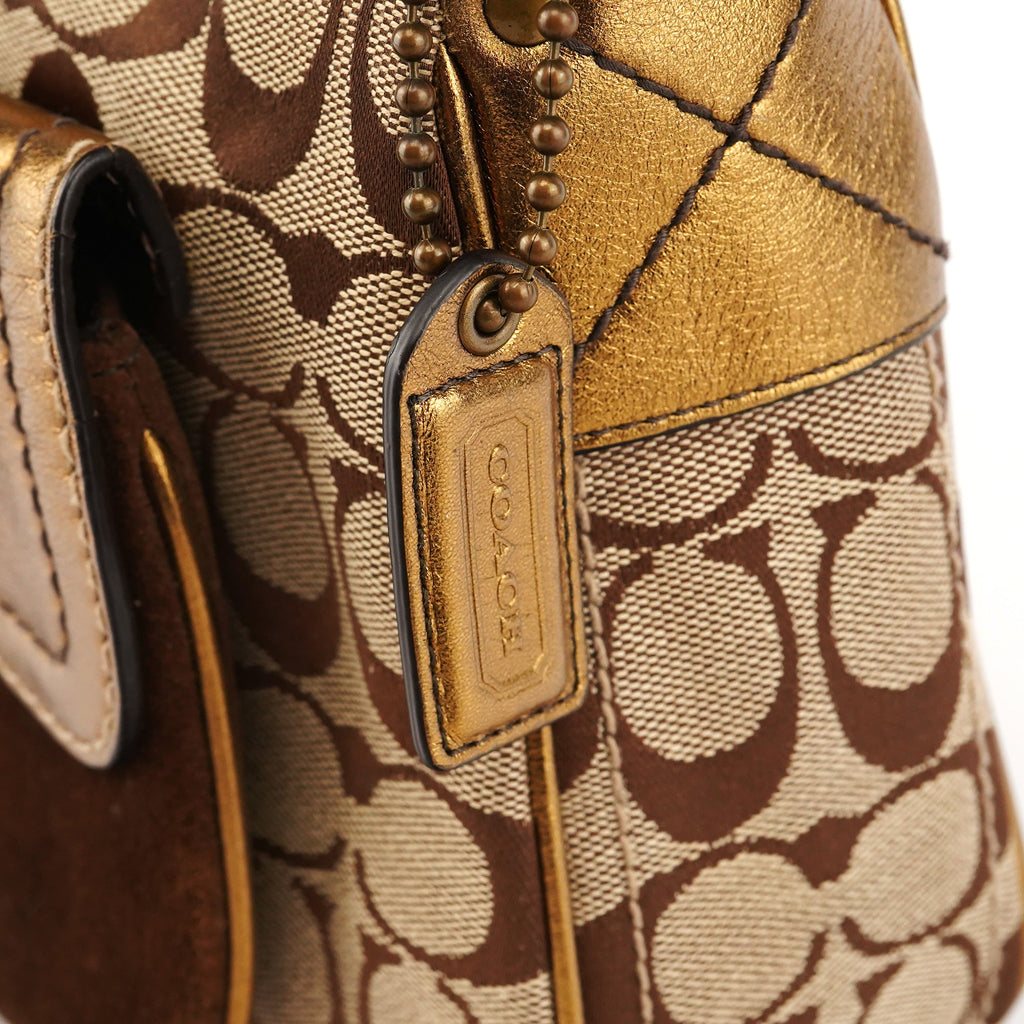 1496 Beige Bronze Signature Soho Shoulder Bag