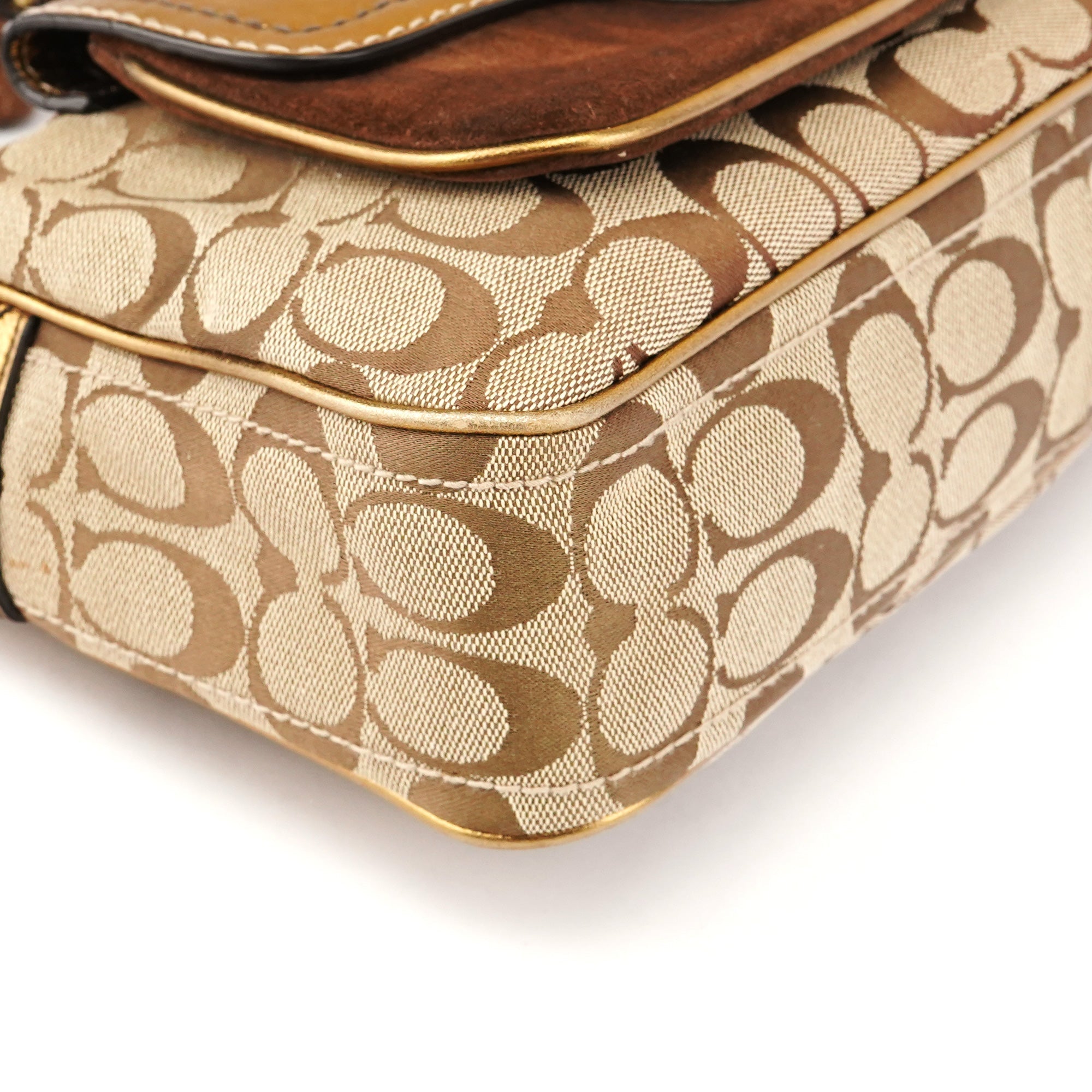 1496 Beige Bronze Signature Soho Shoulder Bag