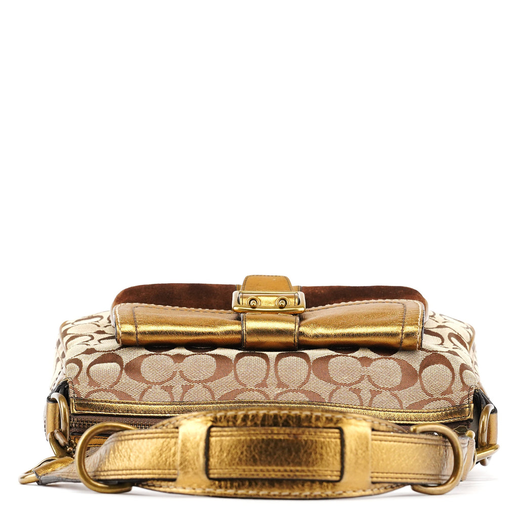 1496 Beige Bronze Signature Soho Shoulder Bag