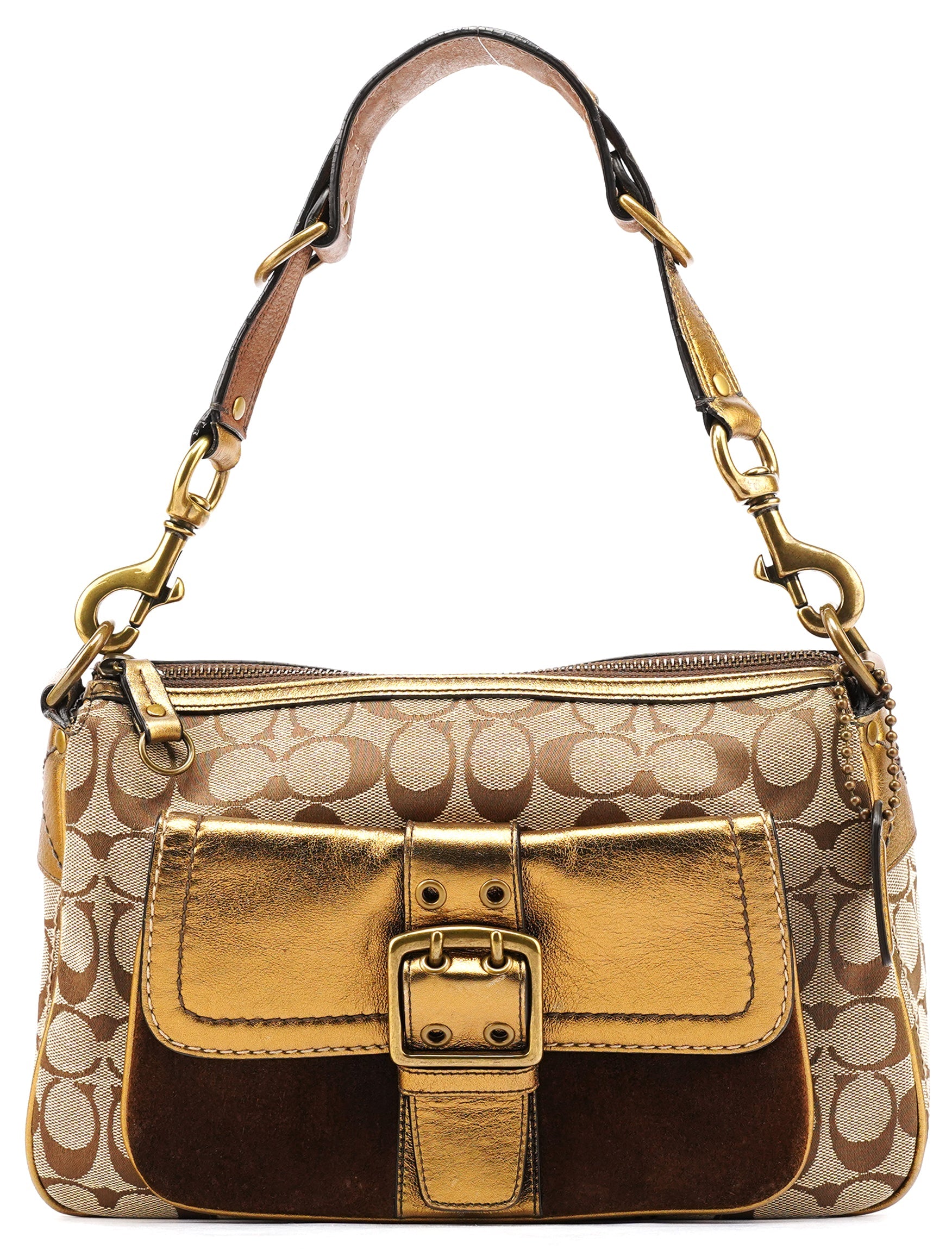 1496 Beige Bronze Signature Soho Shoulder Bag