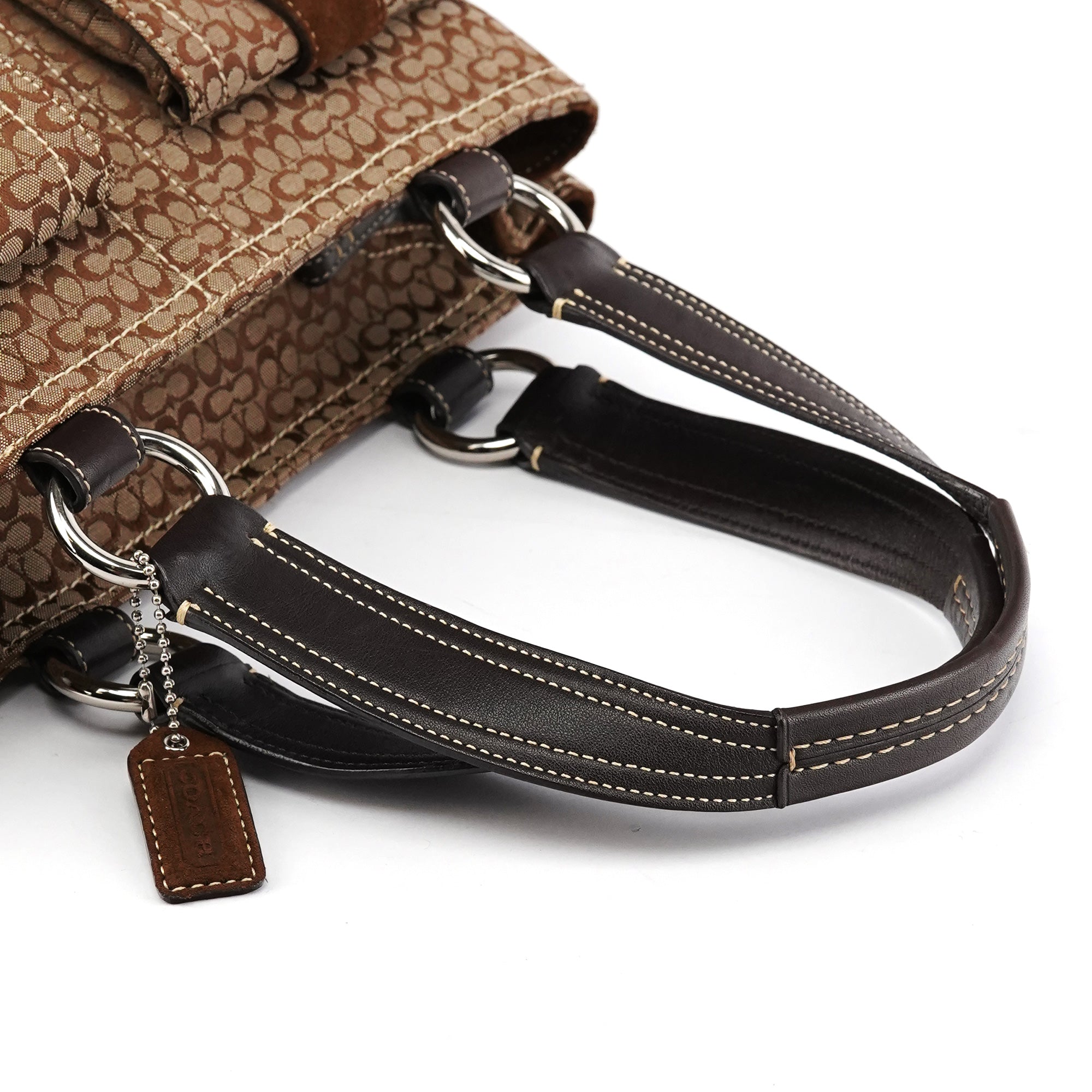 3646 Beige Brown Suede Soho Tote Bag