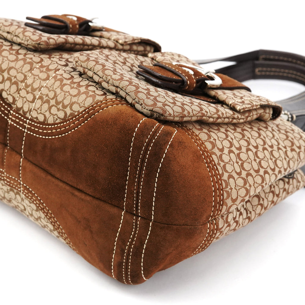 3646 Beige Brown Suede Soho Tote Bag