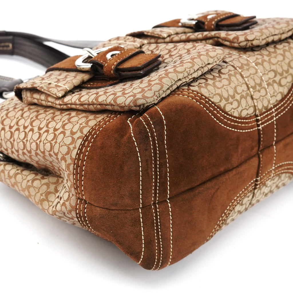 3646 Beige Brown Suede Soho Tote Bag