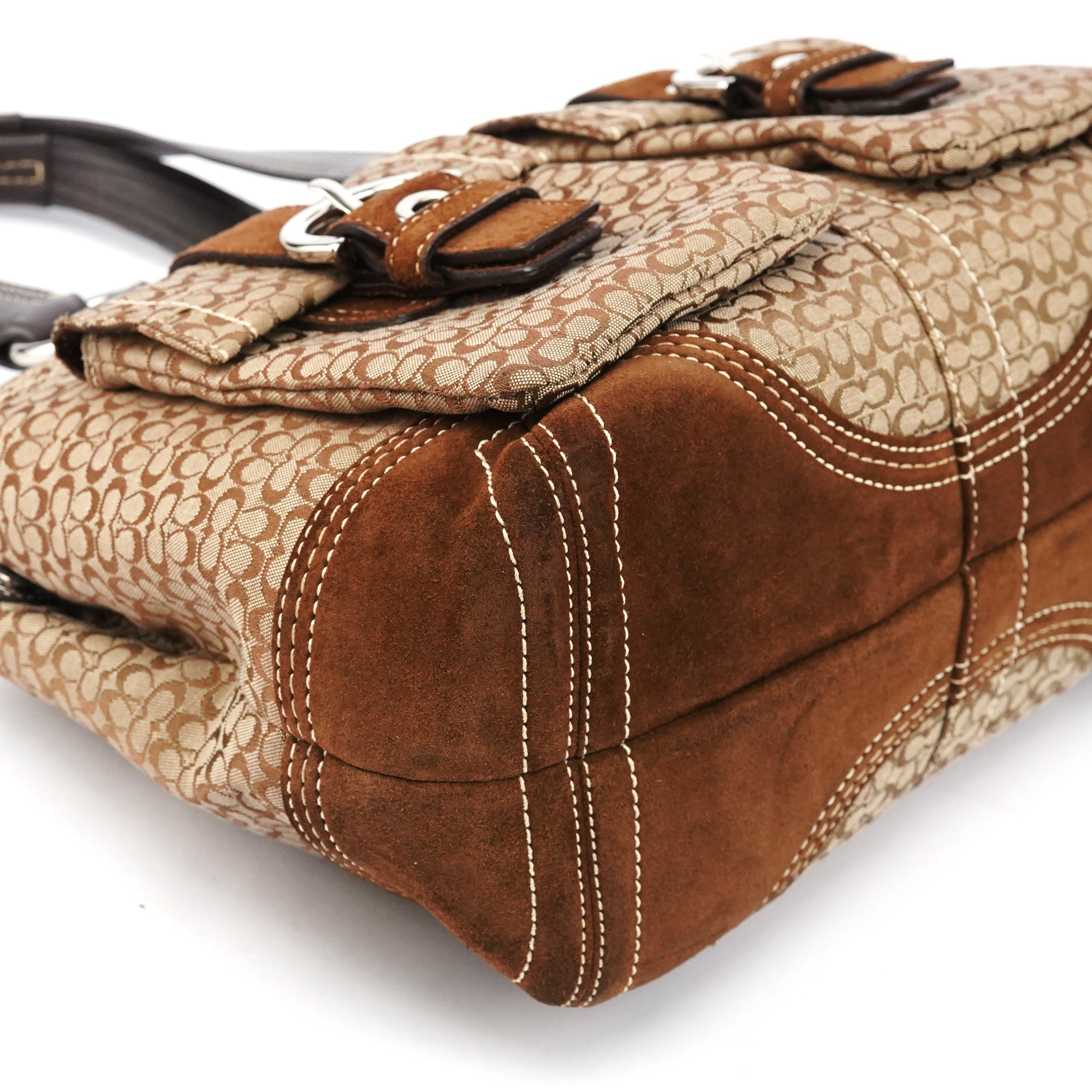 3646 Beige Brown Suede Soho Tote Bag