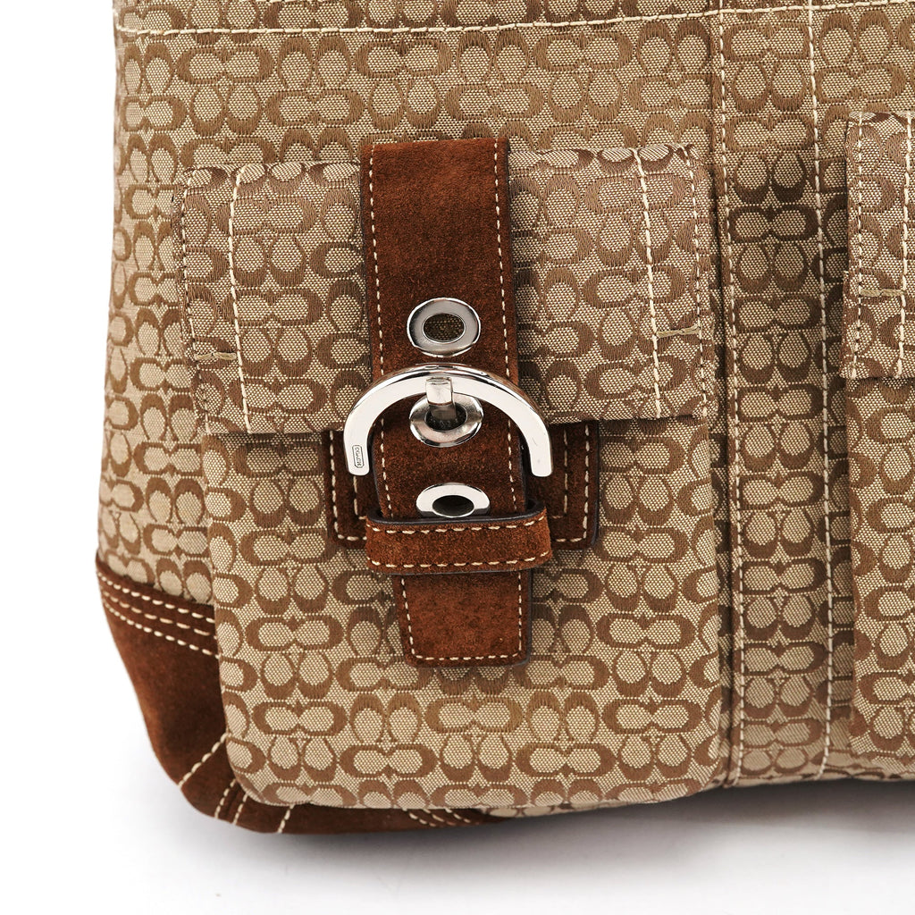 3646 Beige Brown Suede Soho Tote Bag