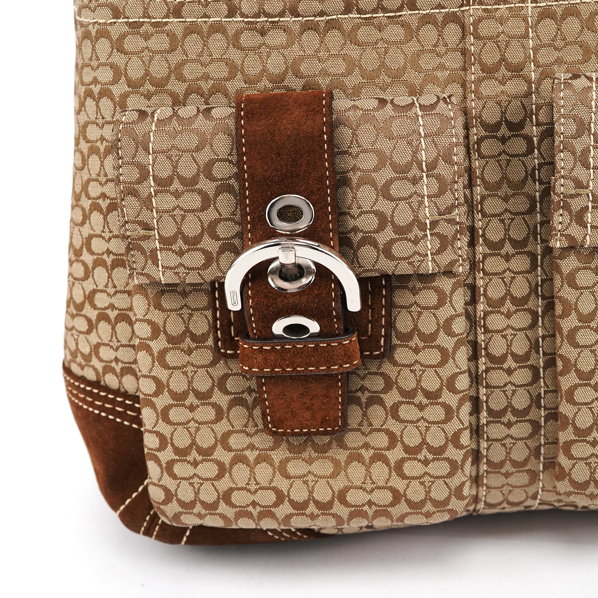 3646 Beige Brown Suede Soho Tote Bag