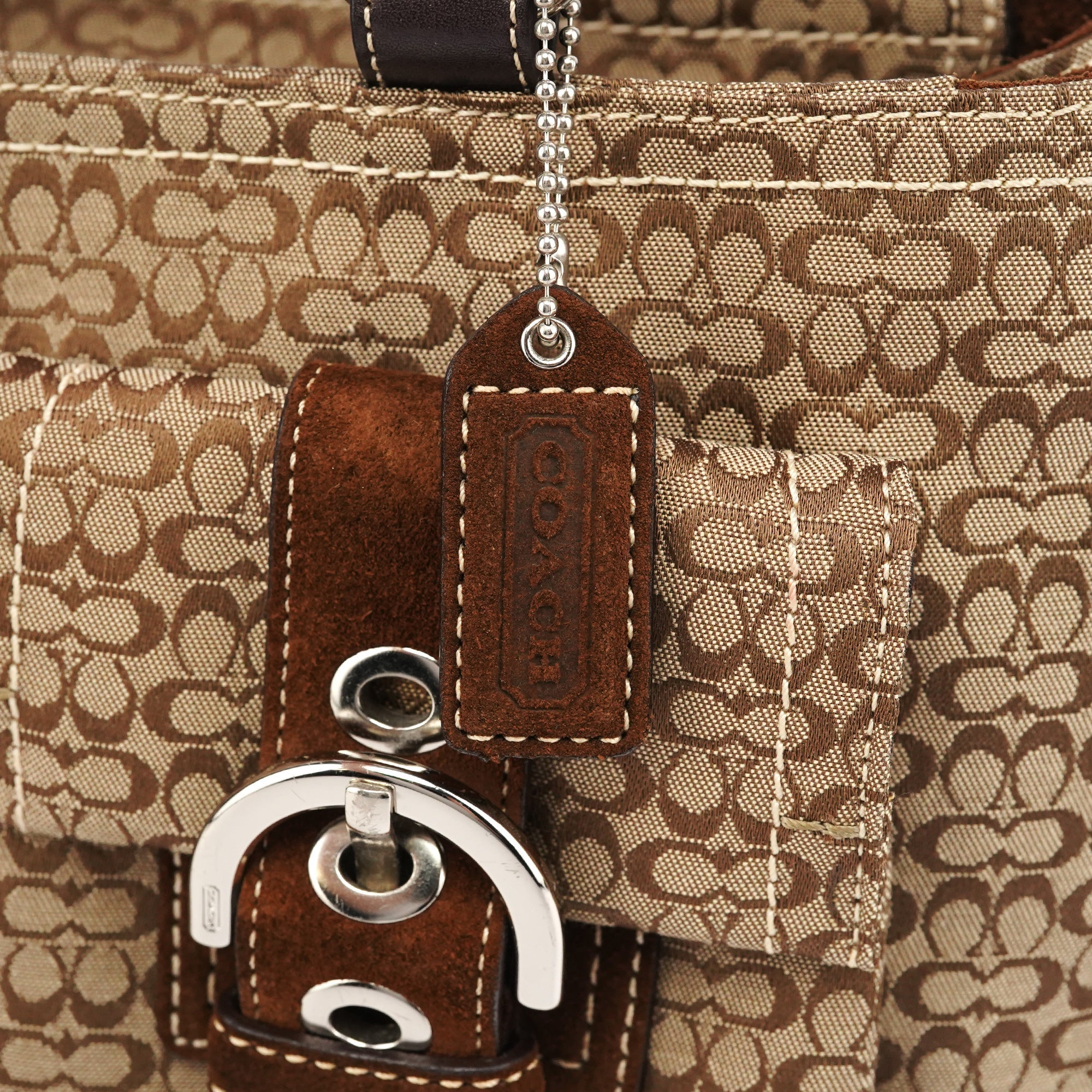 3646 Beige Brown Suede Soho Tote Bag