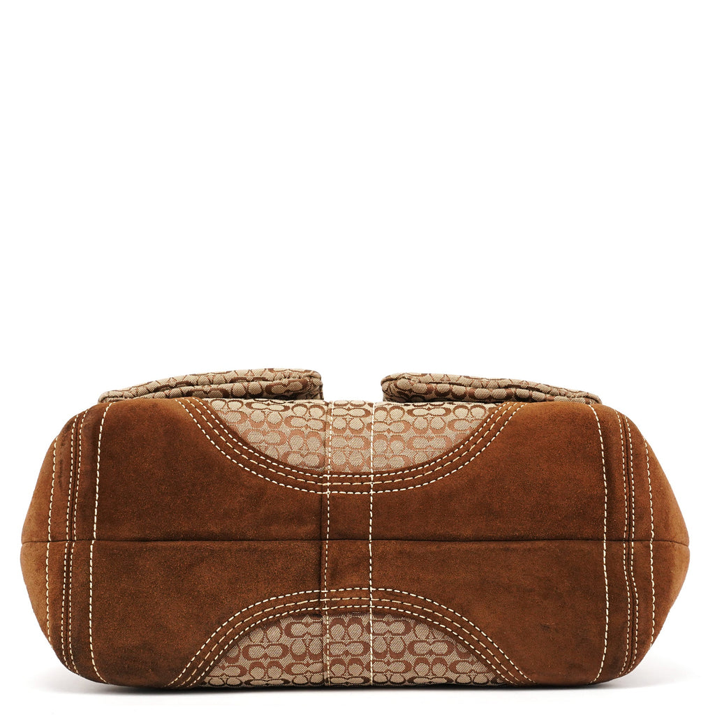 3646 Beige Brown Suede Soho Tote Bag
