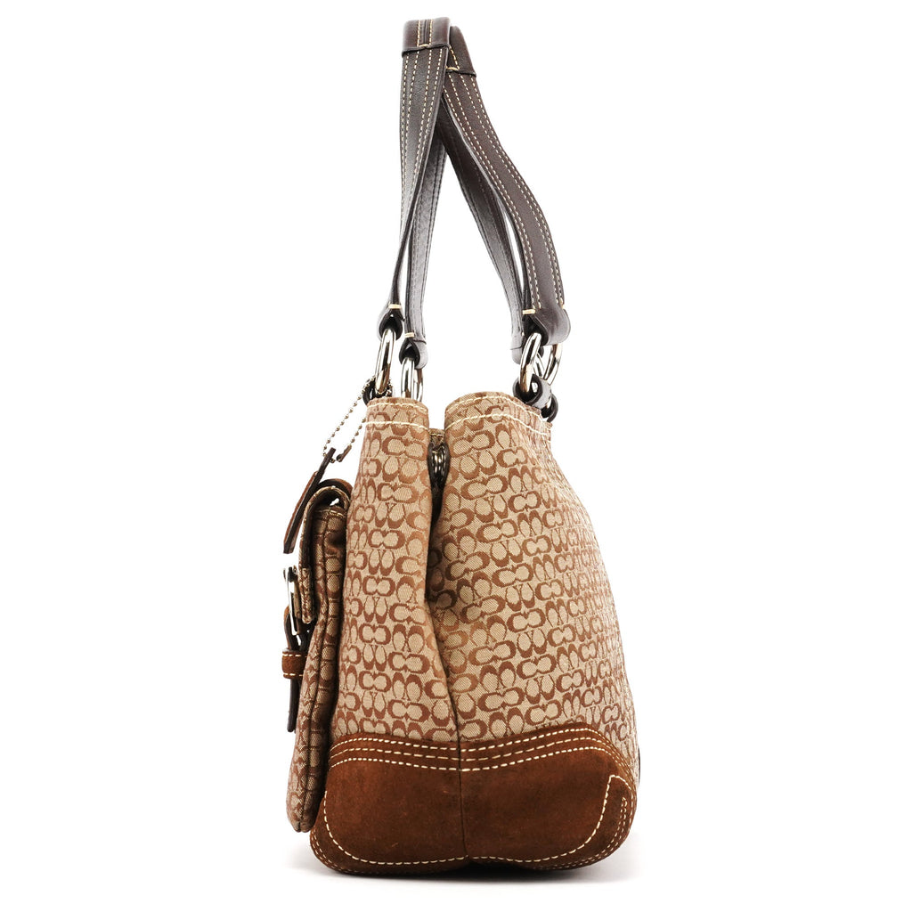 3646 Beige Brown Suede Soho Tote Bag