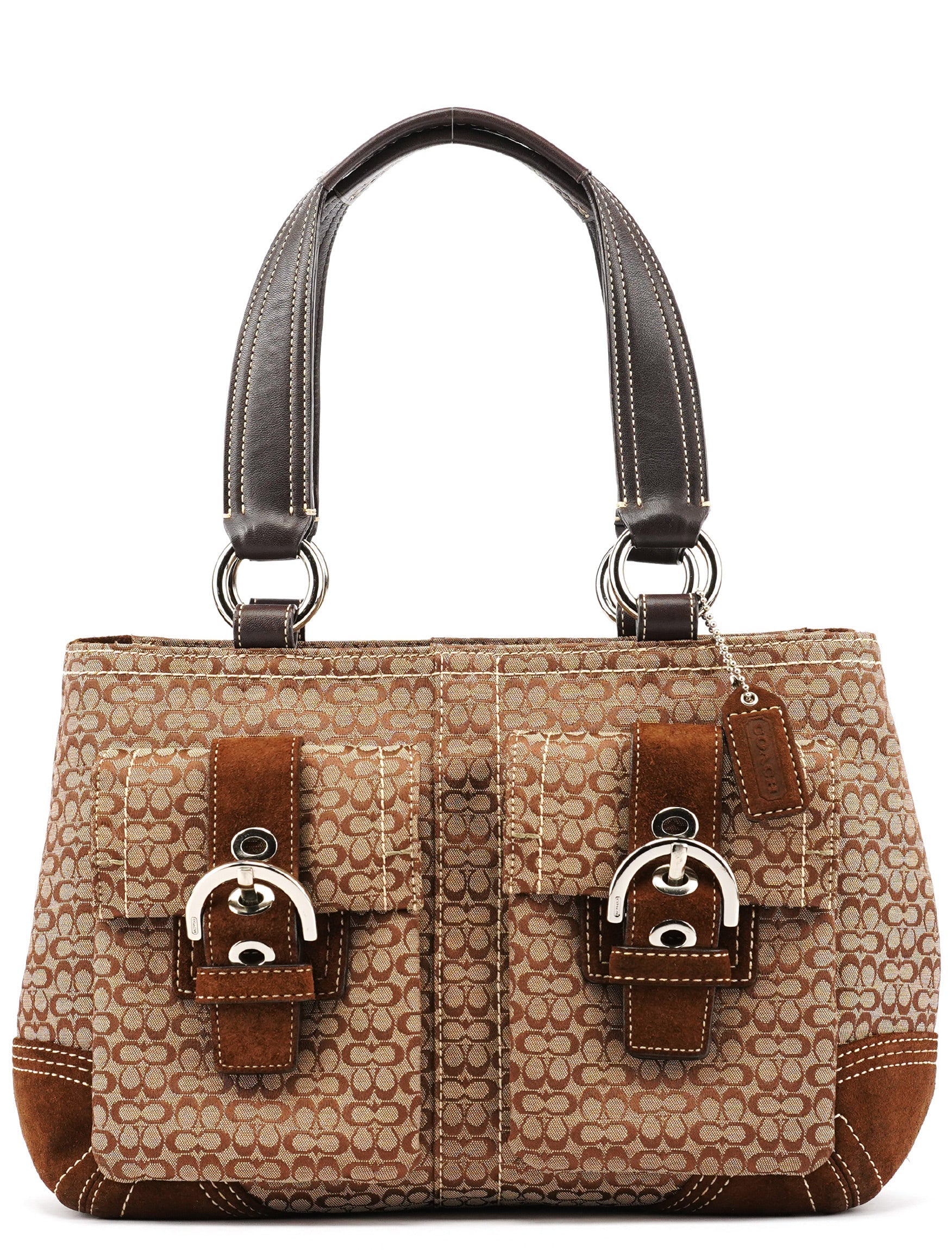 3646 Beige Brown Suede Soho Tote Bag