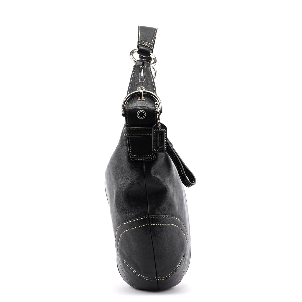 3651 Black Leather Hobo Shoulder Bag
