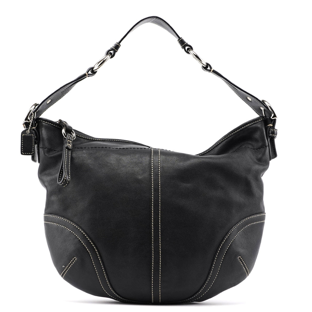 3651 Black Leather Hobo Shoulder Bag