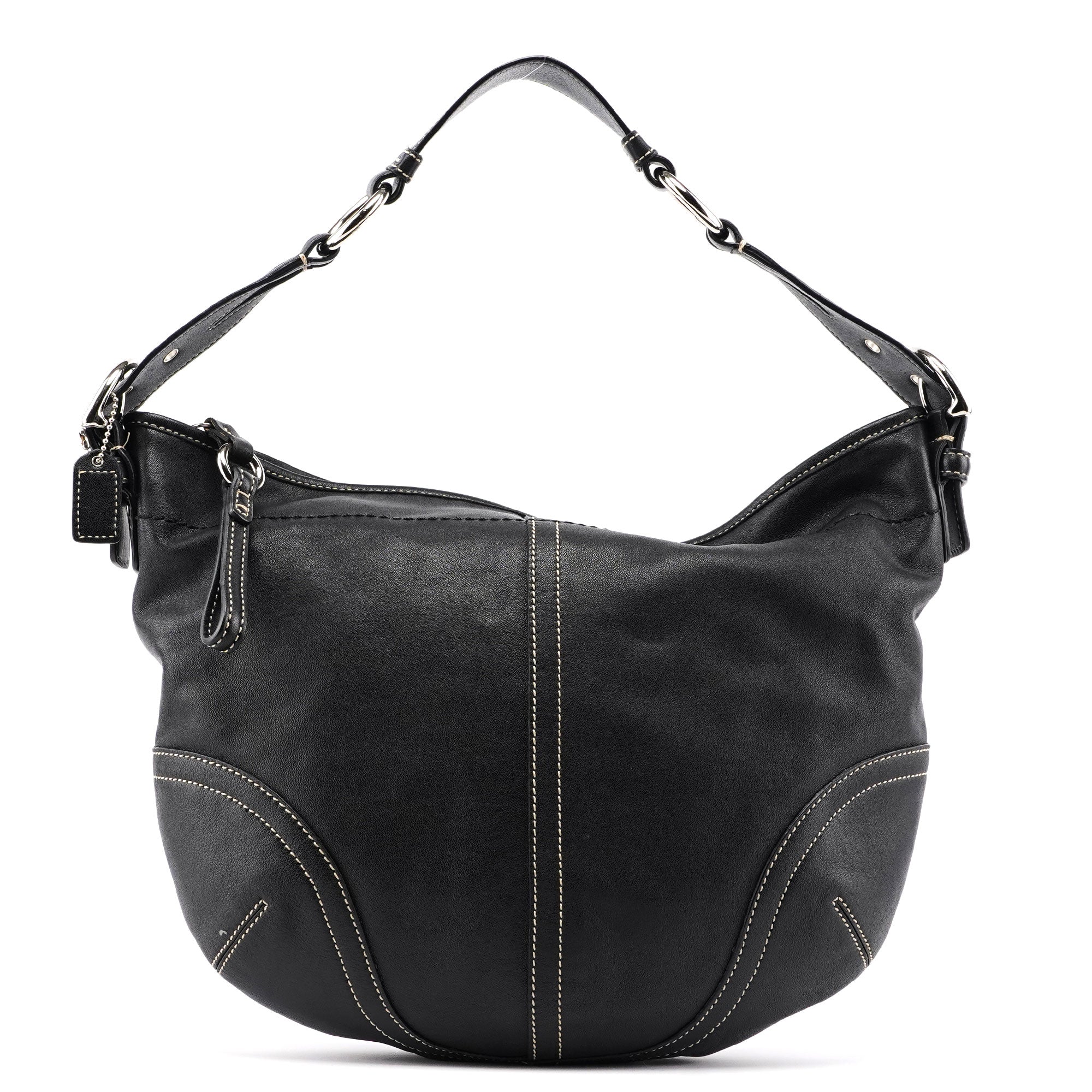3651 Black Leather Hobo Shoulder Bag