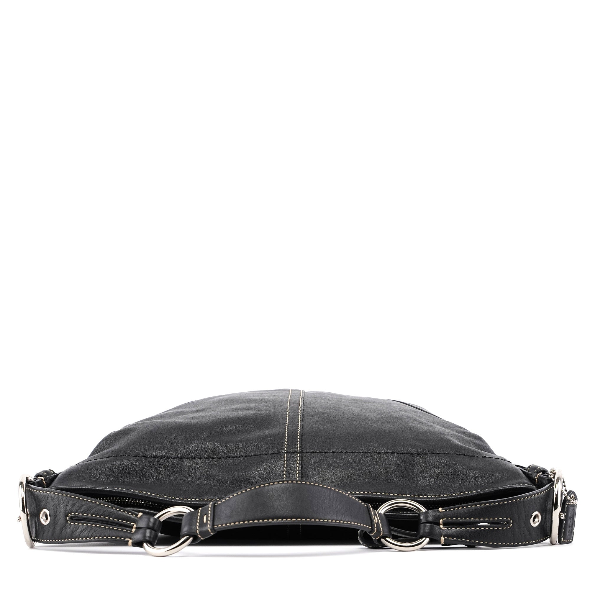 3651 Black Leather Hobo Shoulder Bag