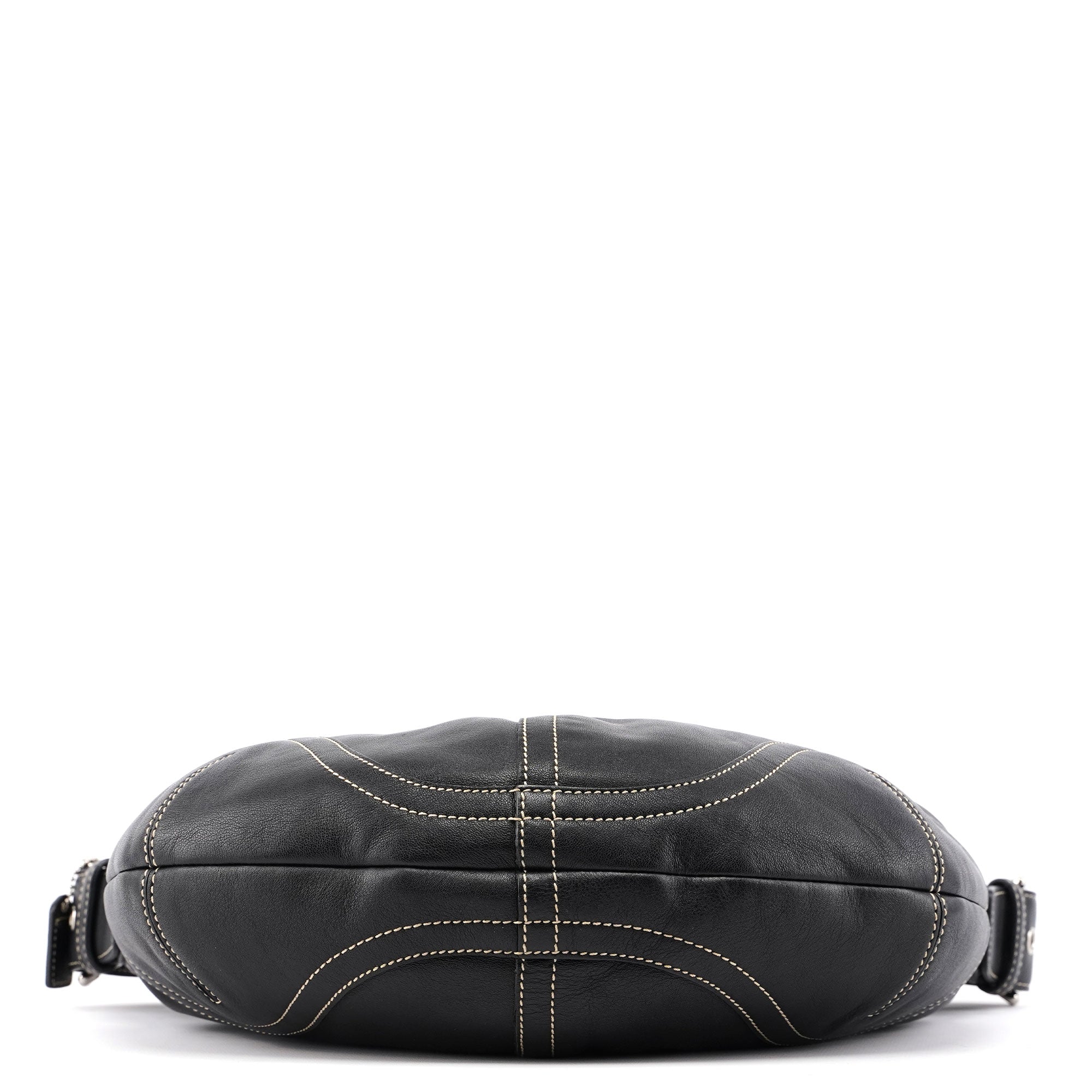 3651 Black Leather Hobo Shoulder Bag
