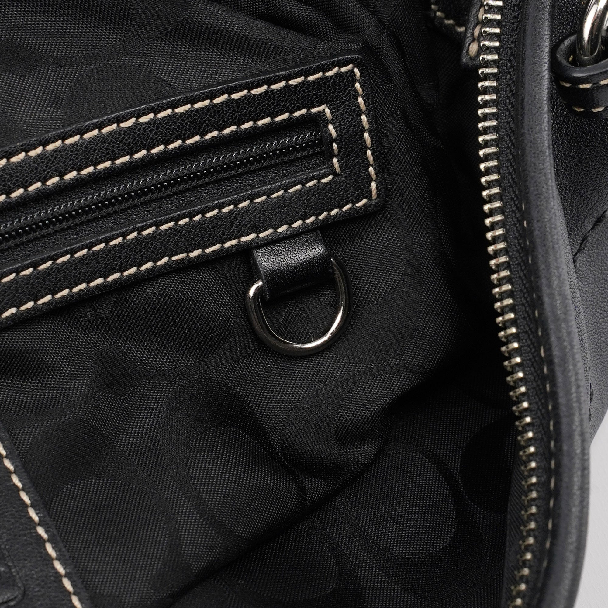 3651 Black Leather Hobo Shoulder Bag