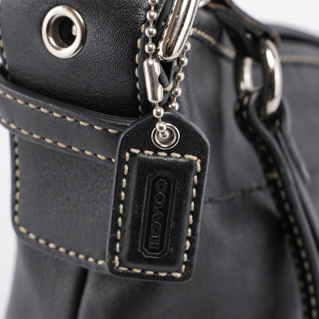 3651 Black Leather Hobo Shoulder Bag