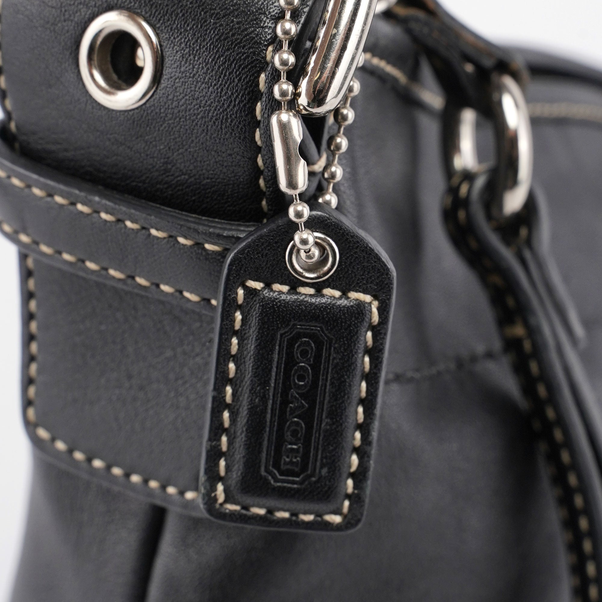 3651 Black Leather Hobo Shoulder Bag