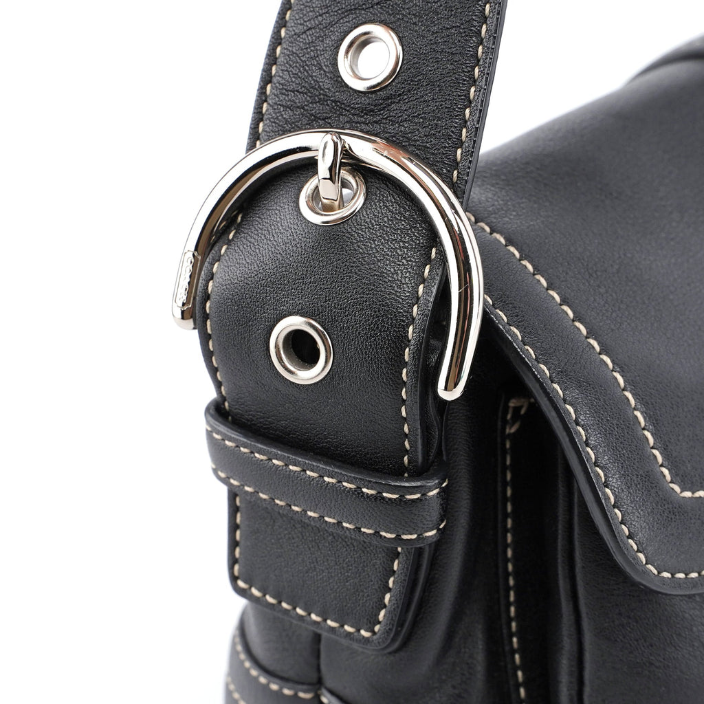 3653 Black Leather Soho Shoulder Bag