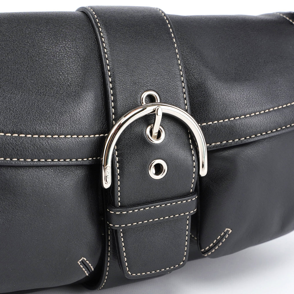 3653 Black Leather Soho Shoulder Bag
