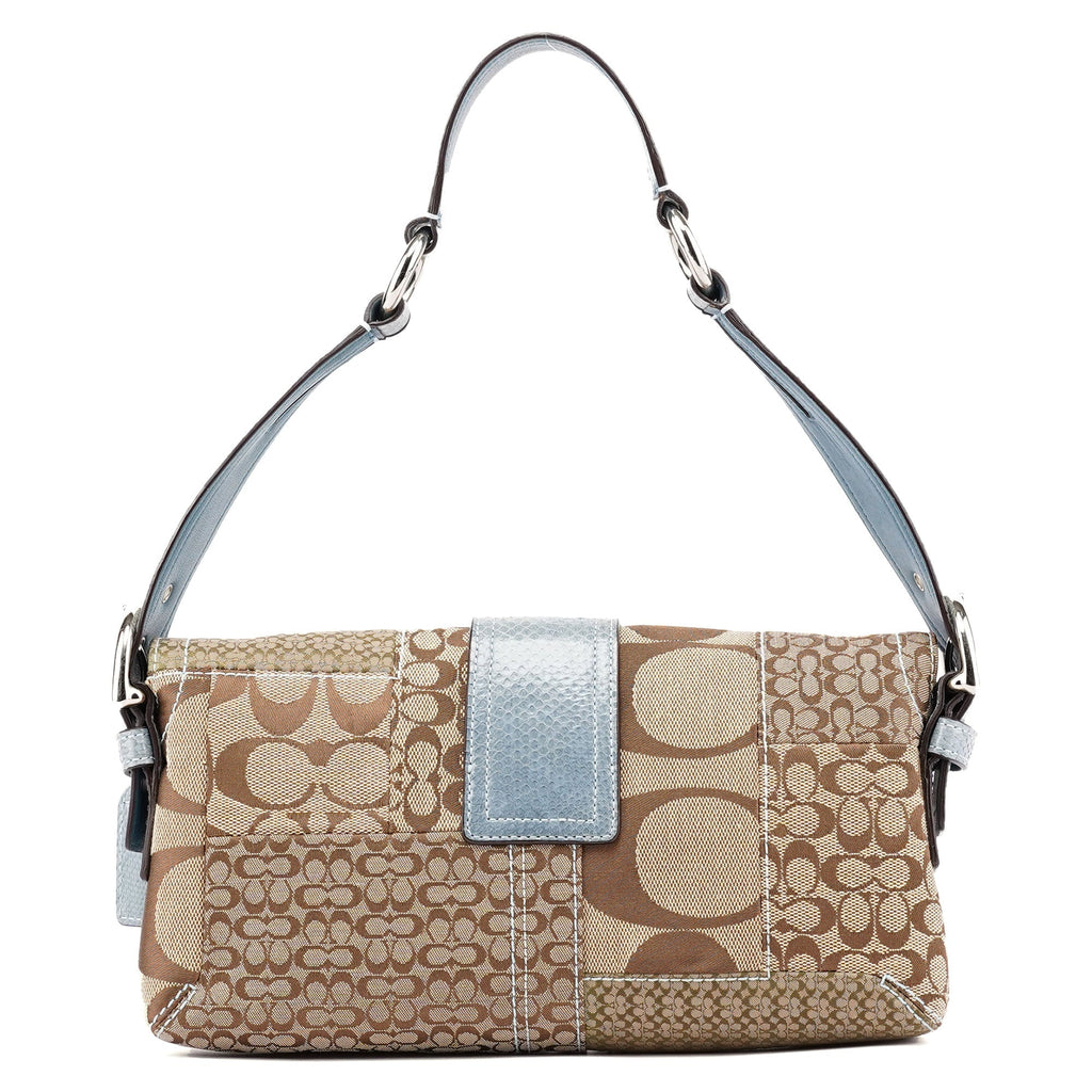3689 Beige Blue Snakeskin Soho Shoulder Bag