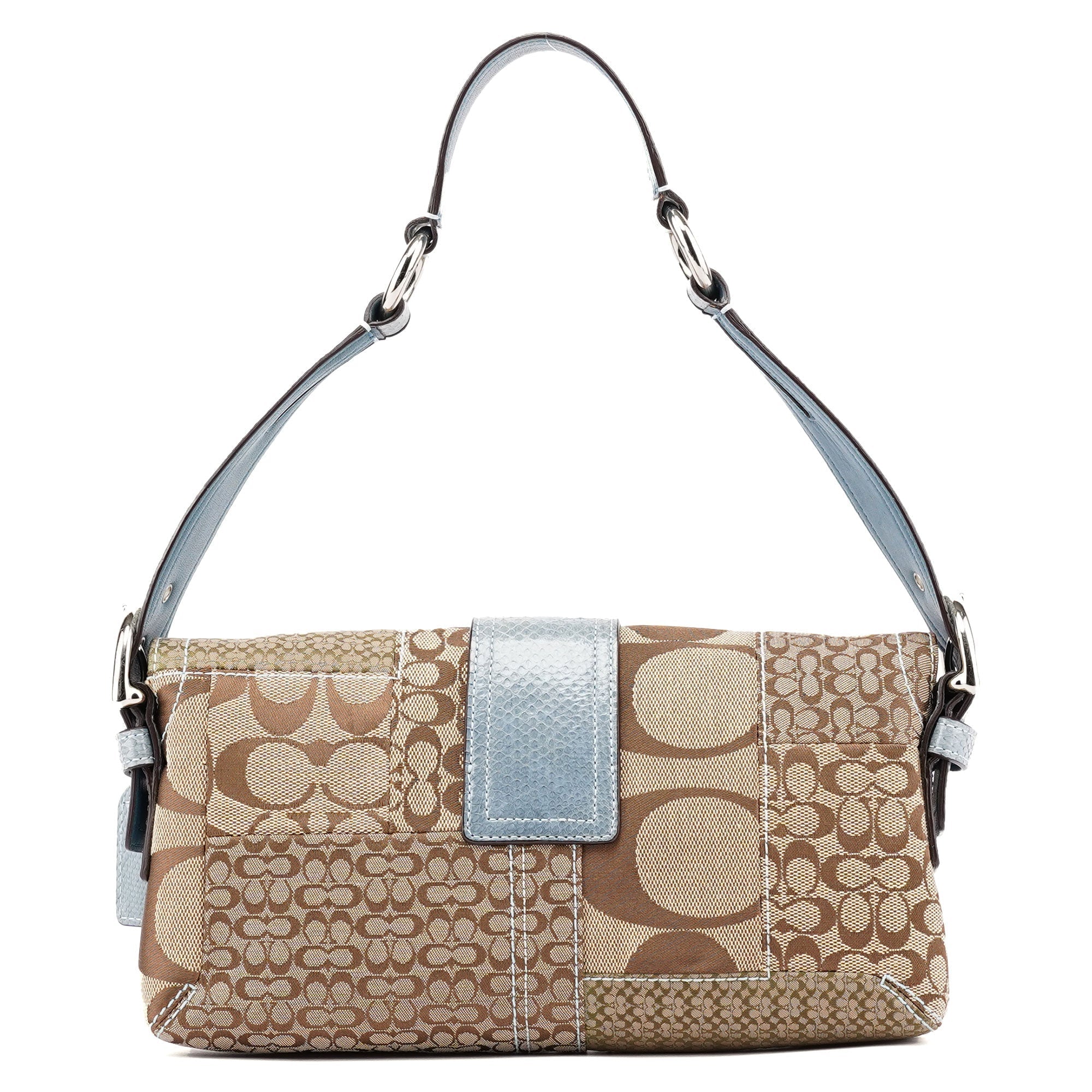 3689 Beige Blue Snakeskin Soho Shoulder Bag
