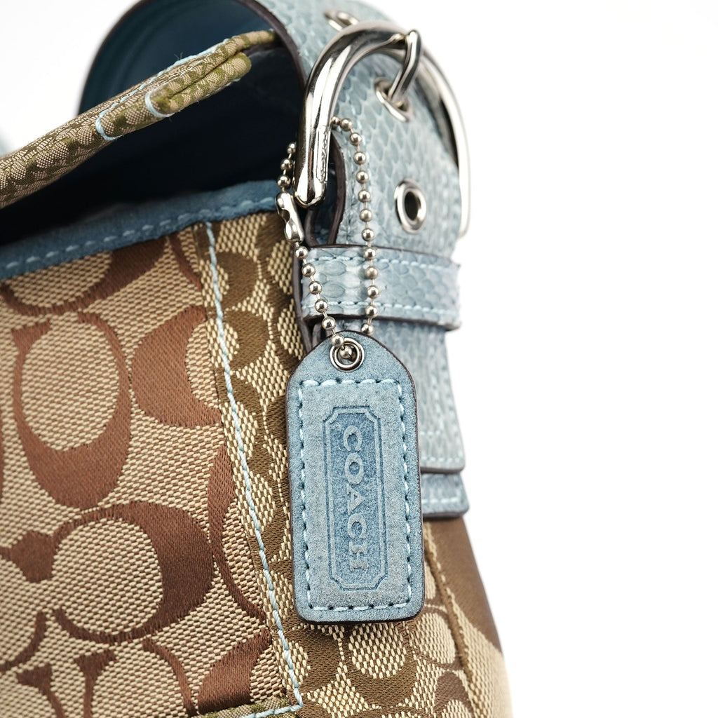 3689 Beige Blue Snakeskin Soho Shoulder Bag