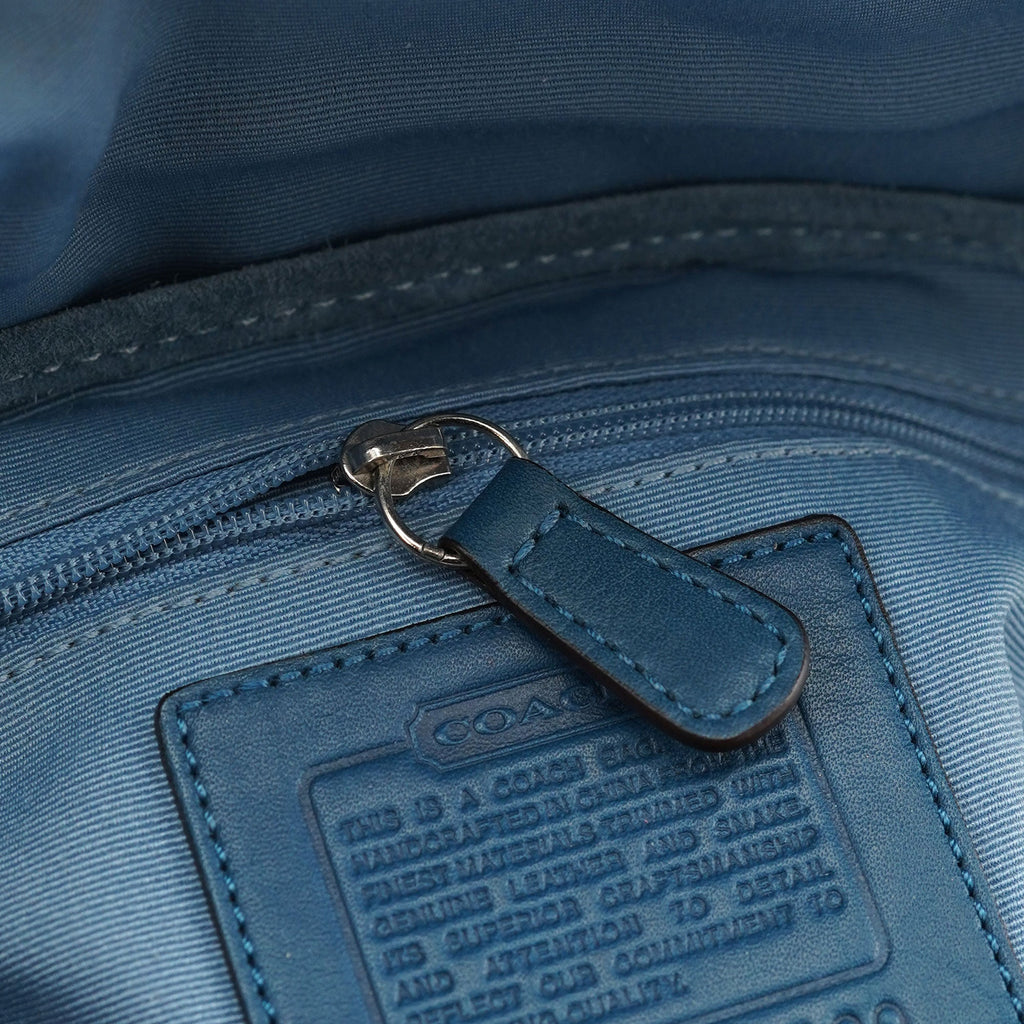3689 Beige Blue Snakeskin Soho Shoulder Bag