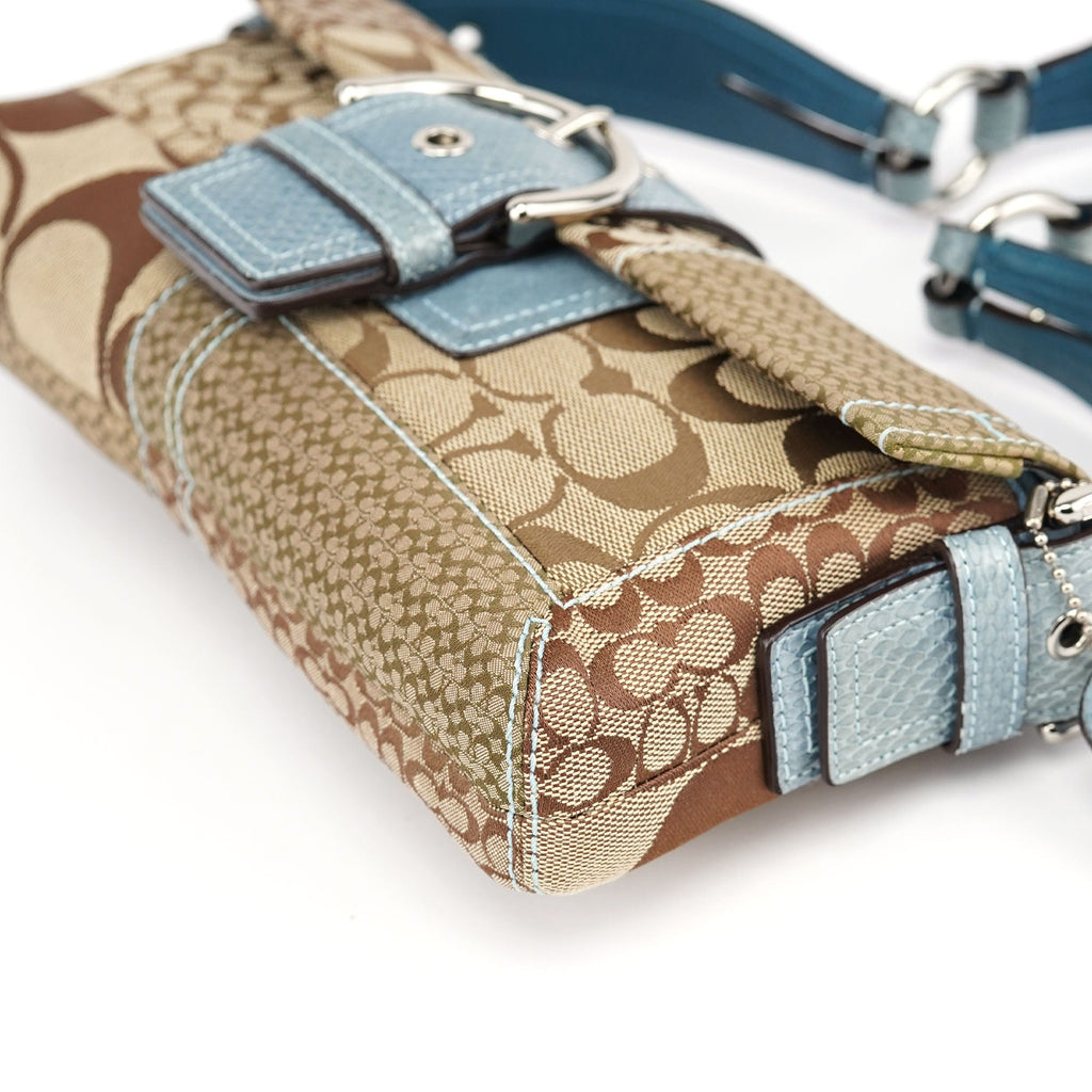 3689 Beige Blue Snakeskin Soho Shoulder Bag